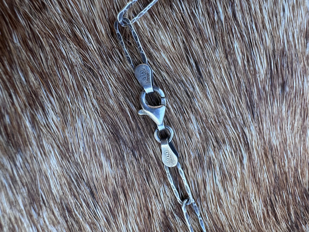 Handmade Sterling Silver & Turquoise Arrowhead 20" Necklace by Roaming Buffalo