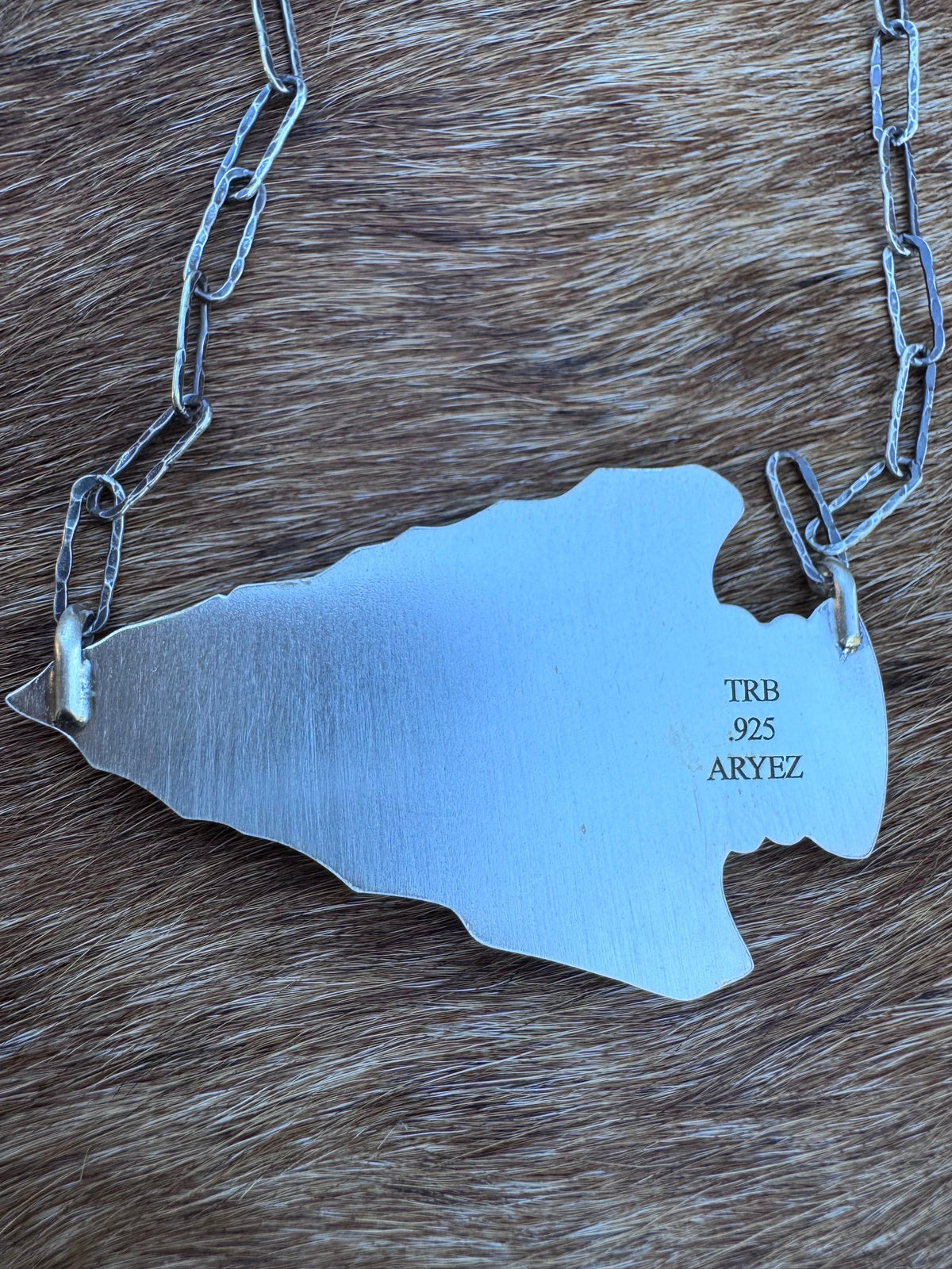 Handmade Sterling Silver & Turquoise Arrowhead 20" Necklace by Roaming Buffalo