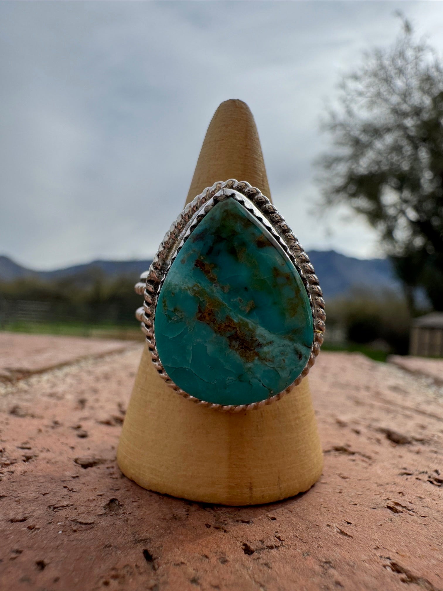 Handcrafted Teardrop Kingman Turquoise & Sterling Silver Ring