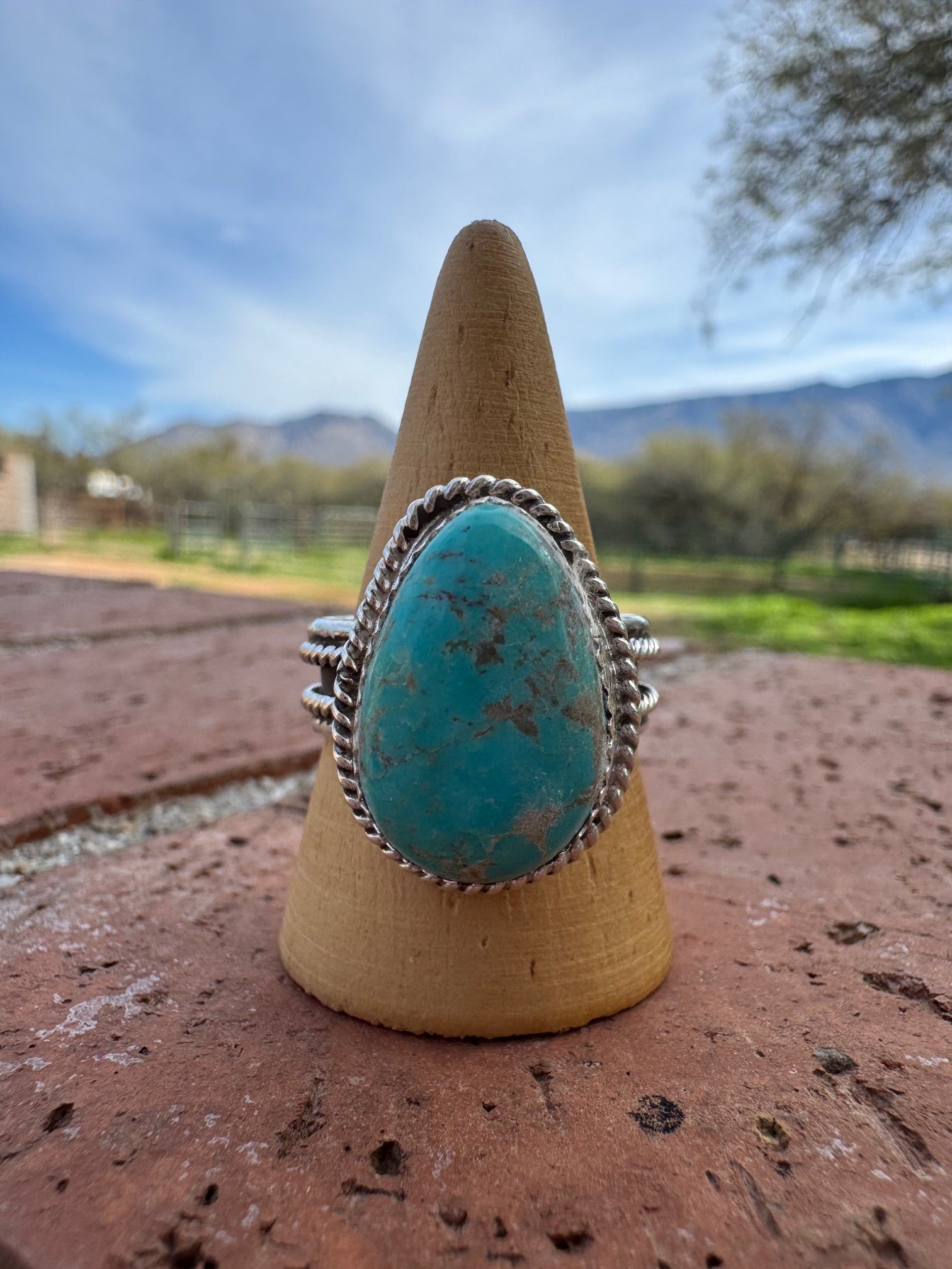 Handcrafted Teardrop Kingman Turquoise & Sterling Silver Ring