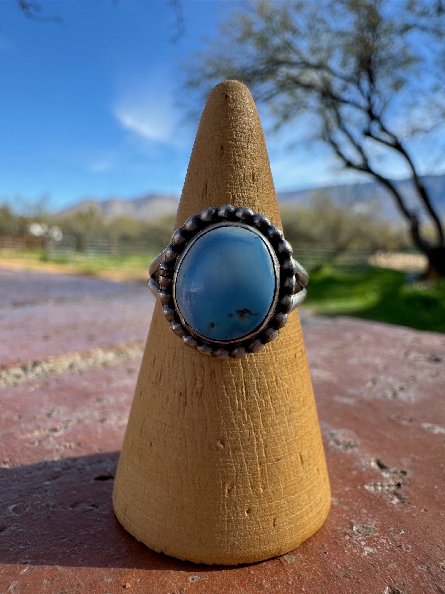 Handcrafted Round Golden Hills Turquoise & Sterling Silver Ring