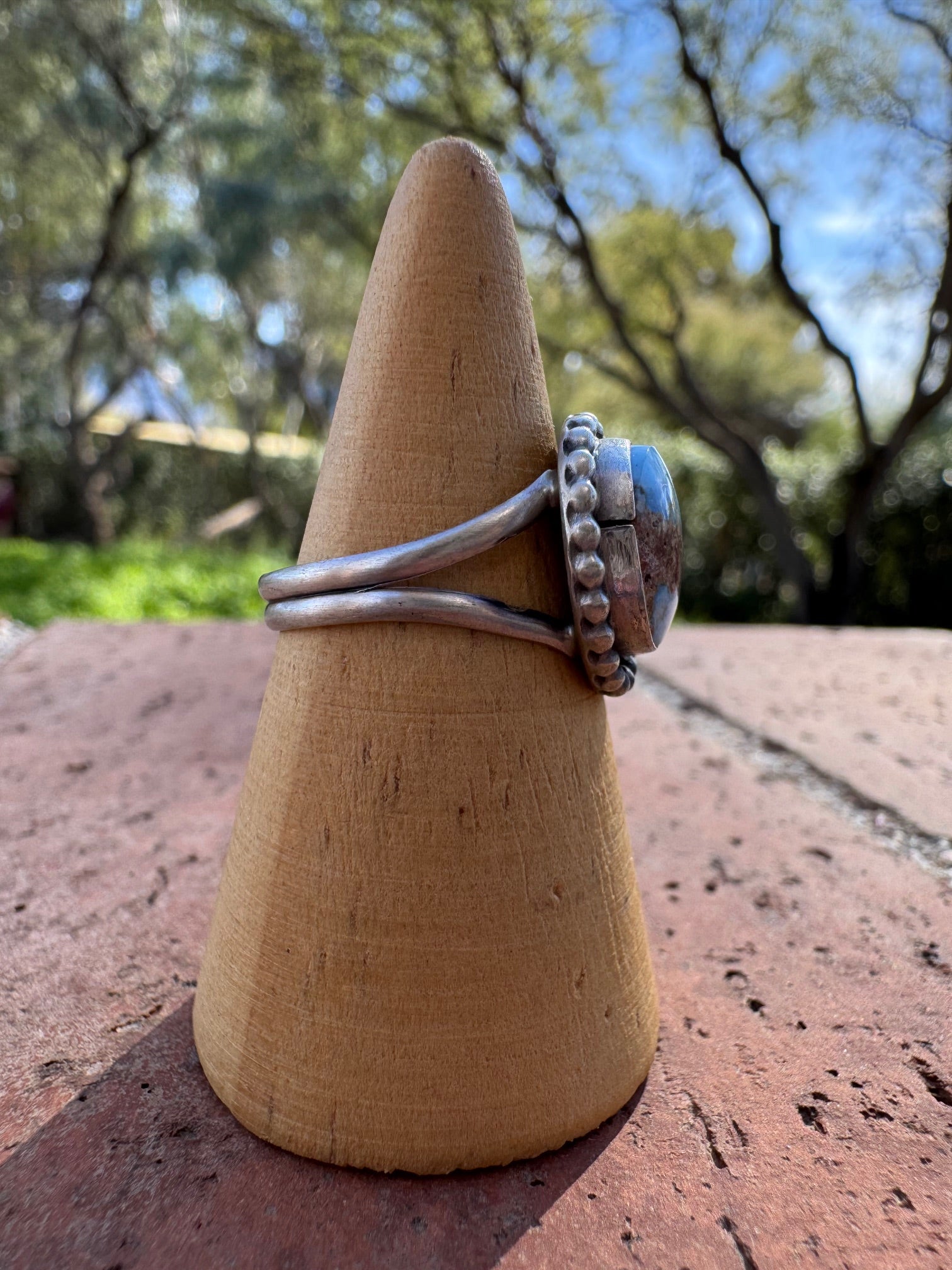 Handcrafted Round Golden Hills Turquoise & Sterling Silver Ring