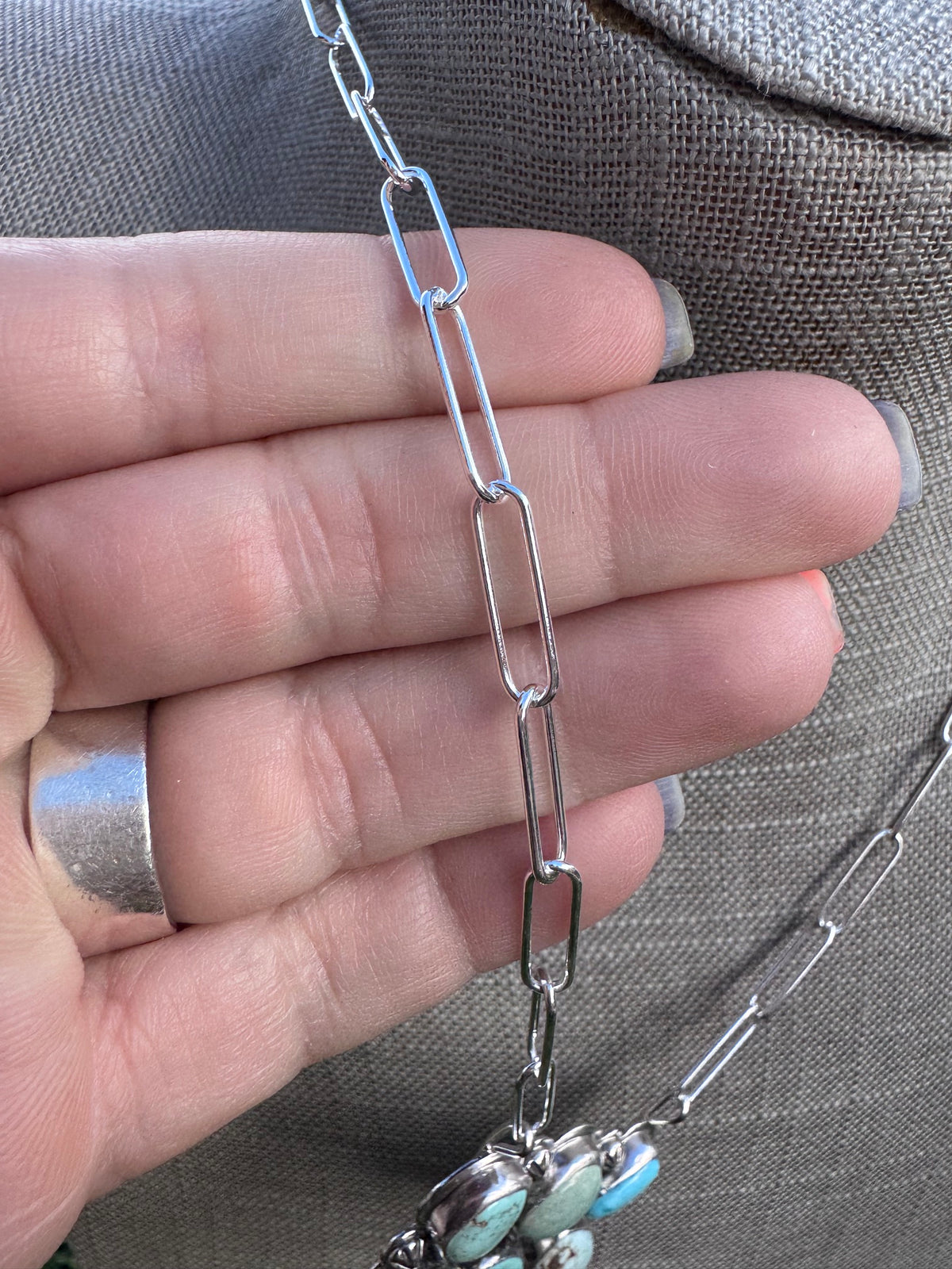 Handmade Sterling Silver & Mixed Media Turquoise 19" Necklace by Roaming Buffalo
