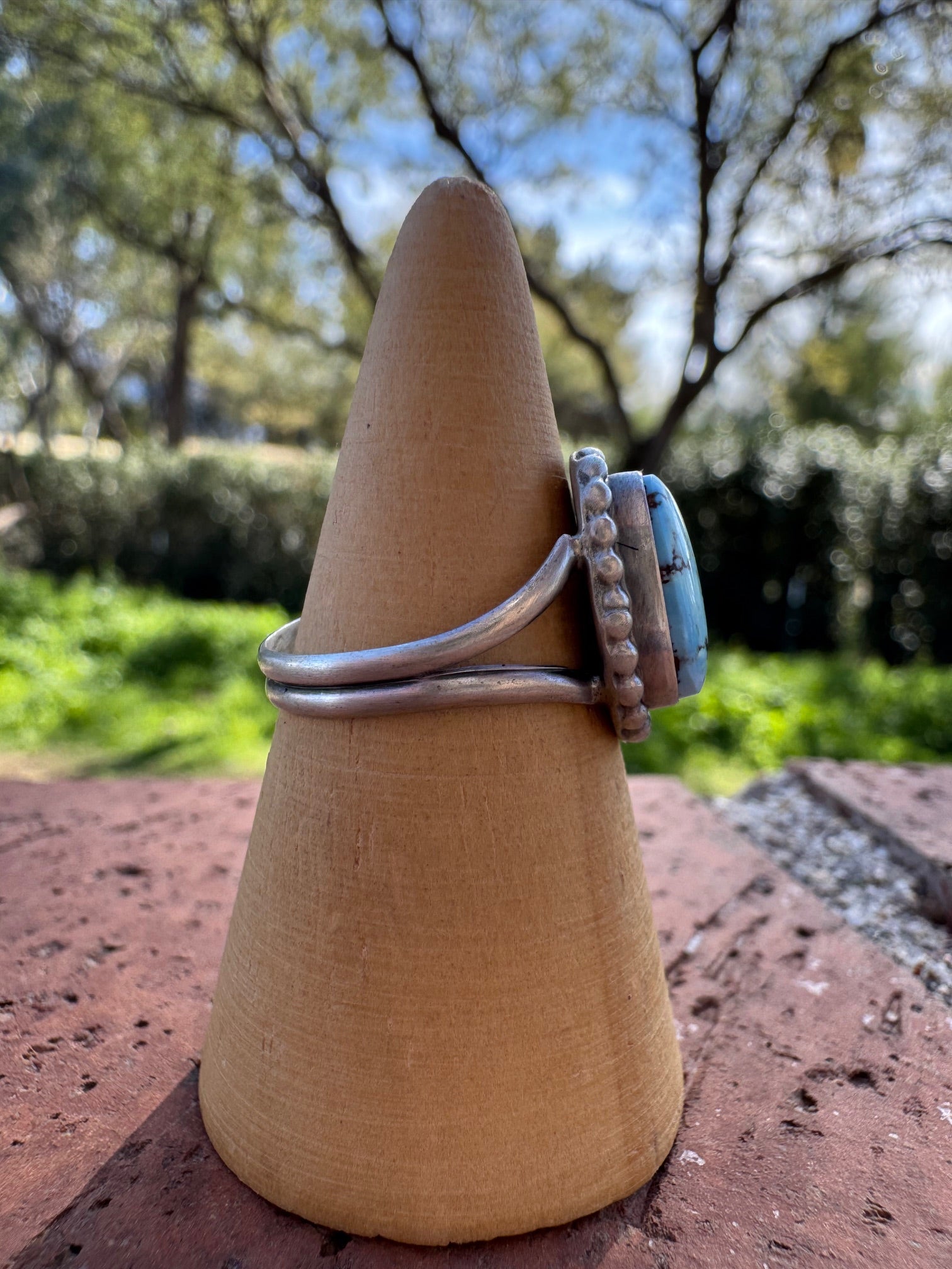 Handcrafted Teardrop Golden Hills Turquoise & Sterling Silver Ring