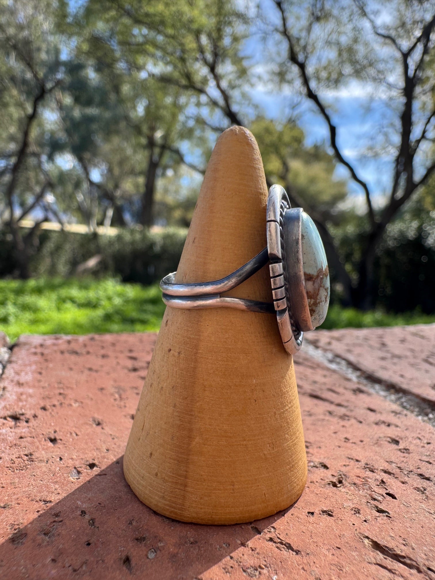 Handcrafted Oval Golden Hills Turquoise & Sterling Silver Ring size 5.5