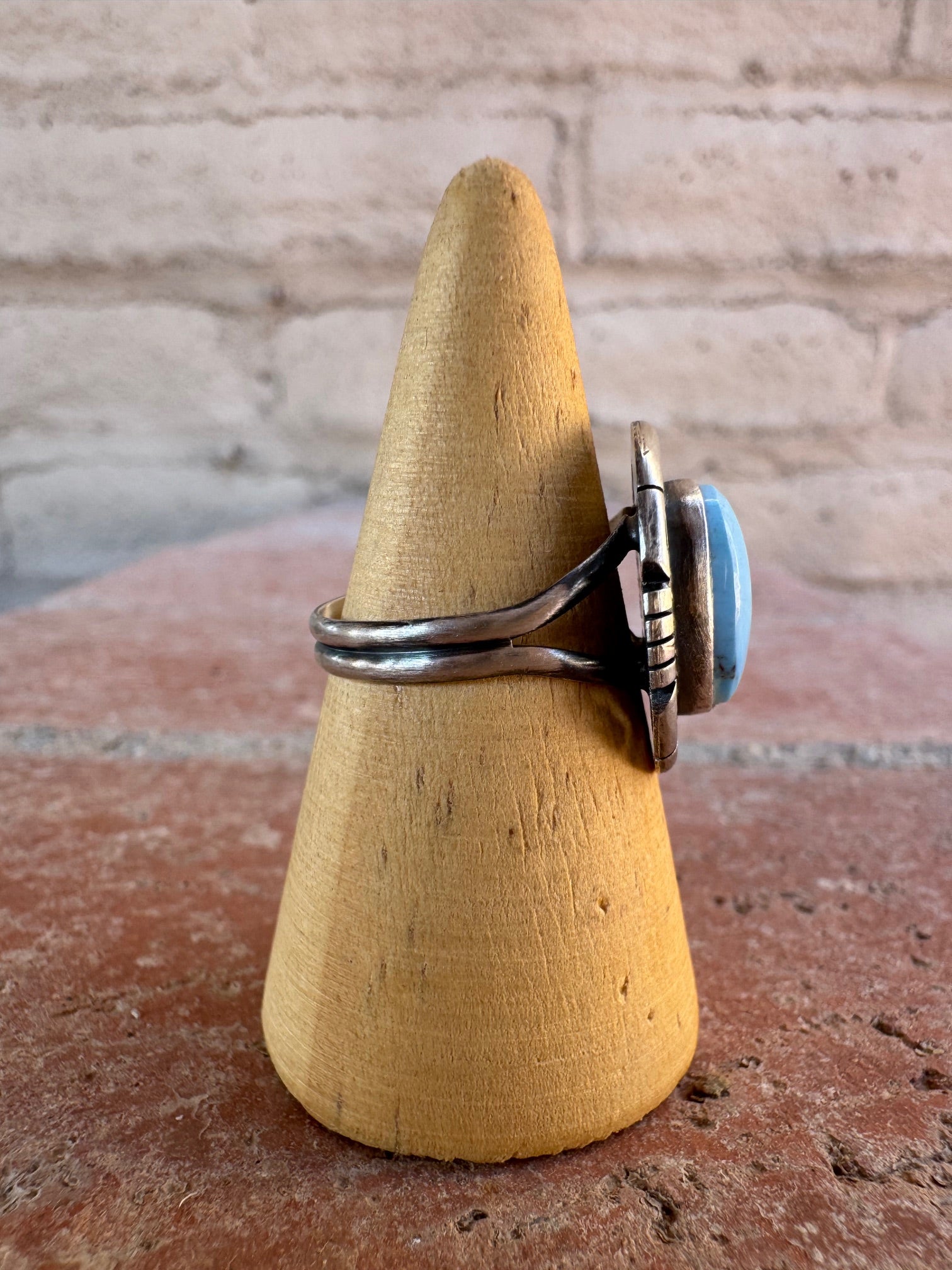 Handcrafted Oval Golden Hills Turquoise & Sterling Silver Ring size 7.75