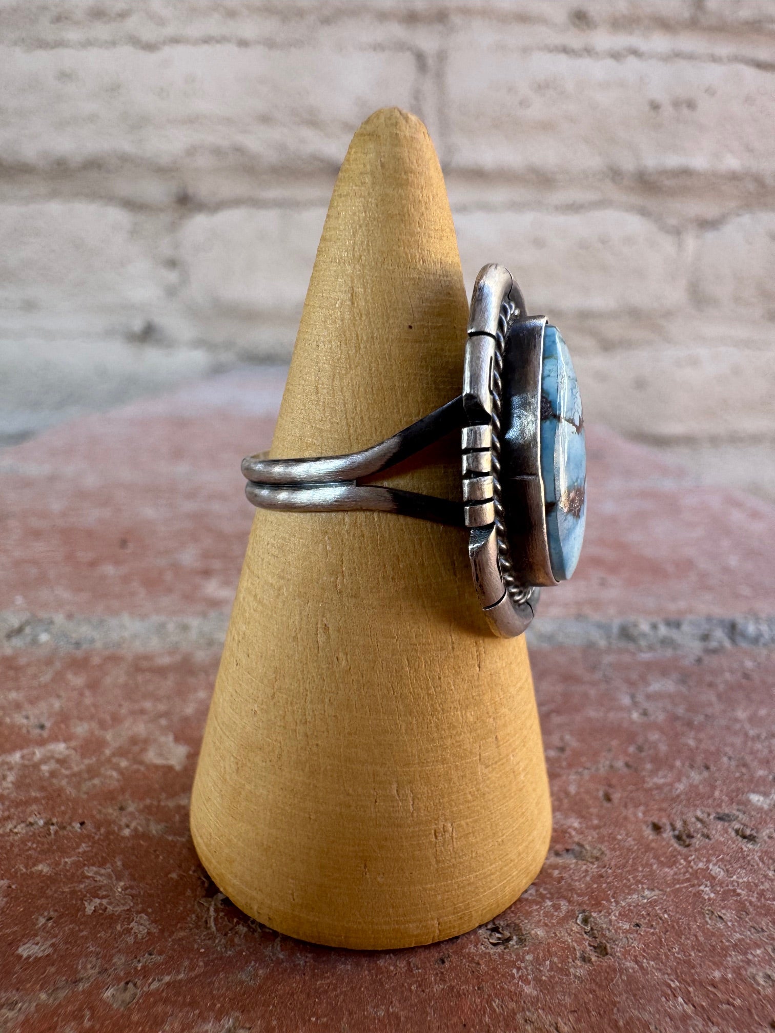 Handcrafted Teardrop Golden Hills Turquoise & Sterling Silver Ring size 6.5