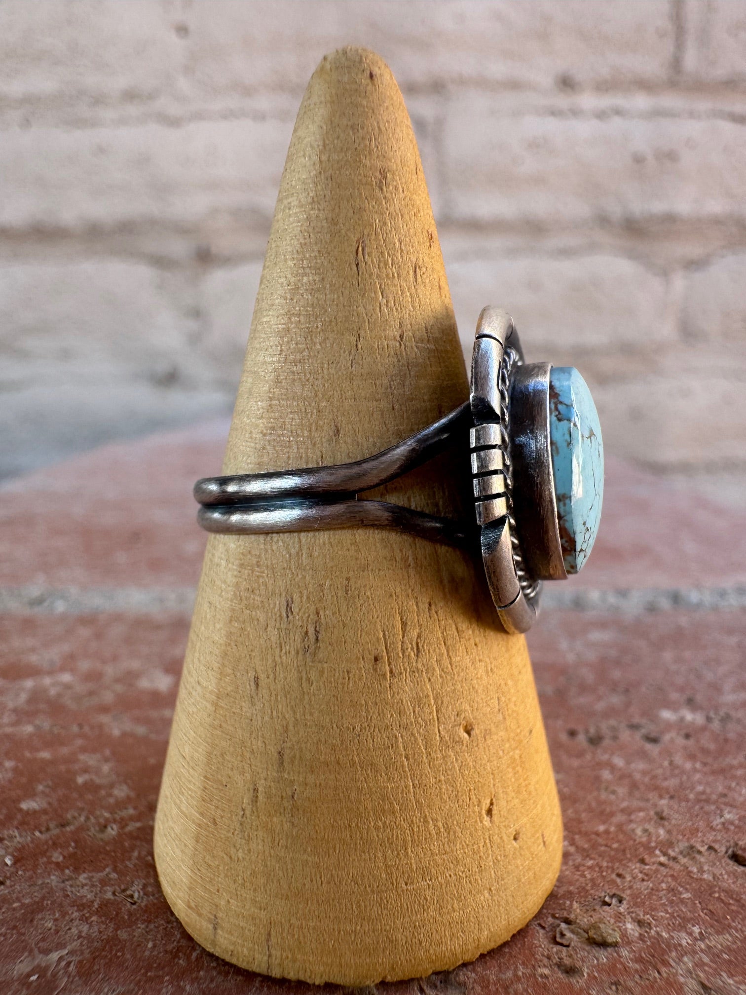 Handcrafted Oval Golden Hills Turquoise & Sterling Silver Ring
