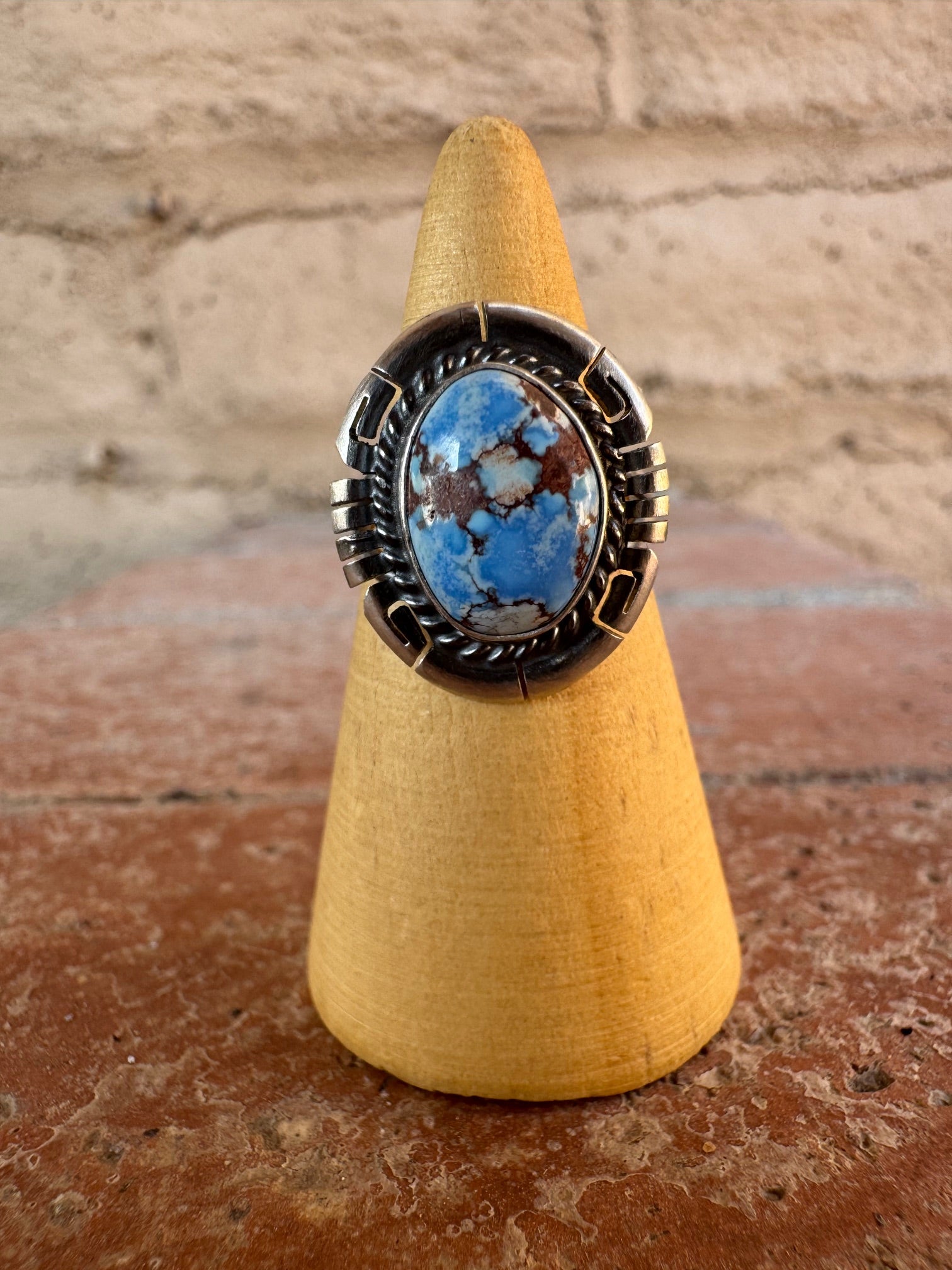 Handcrafted Oval Golden Hills Turquoise & Sterling Silver Ring