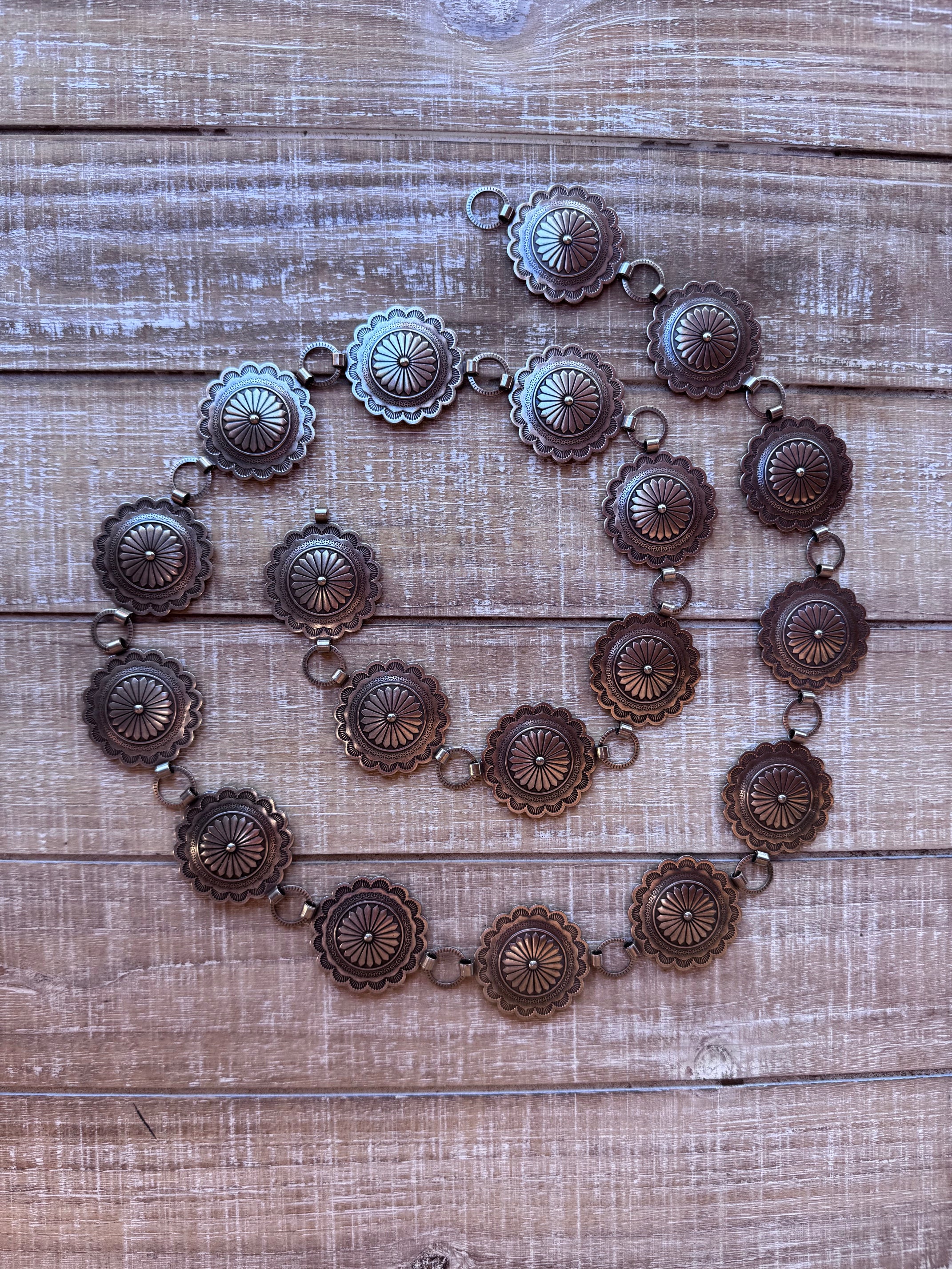 Handmade Nickel Silver Concho Belt 42"