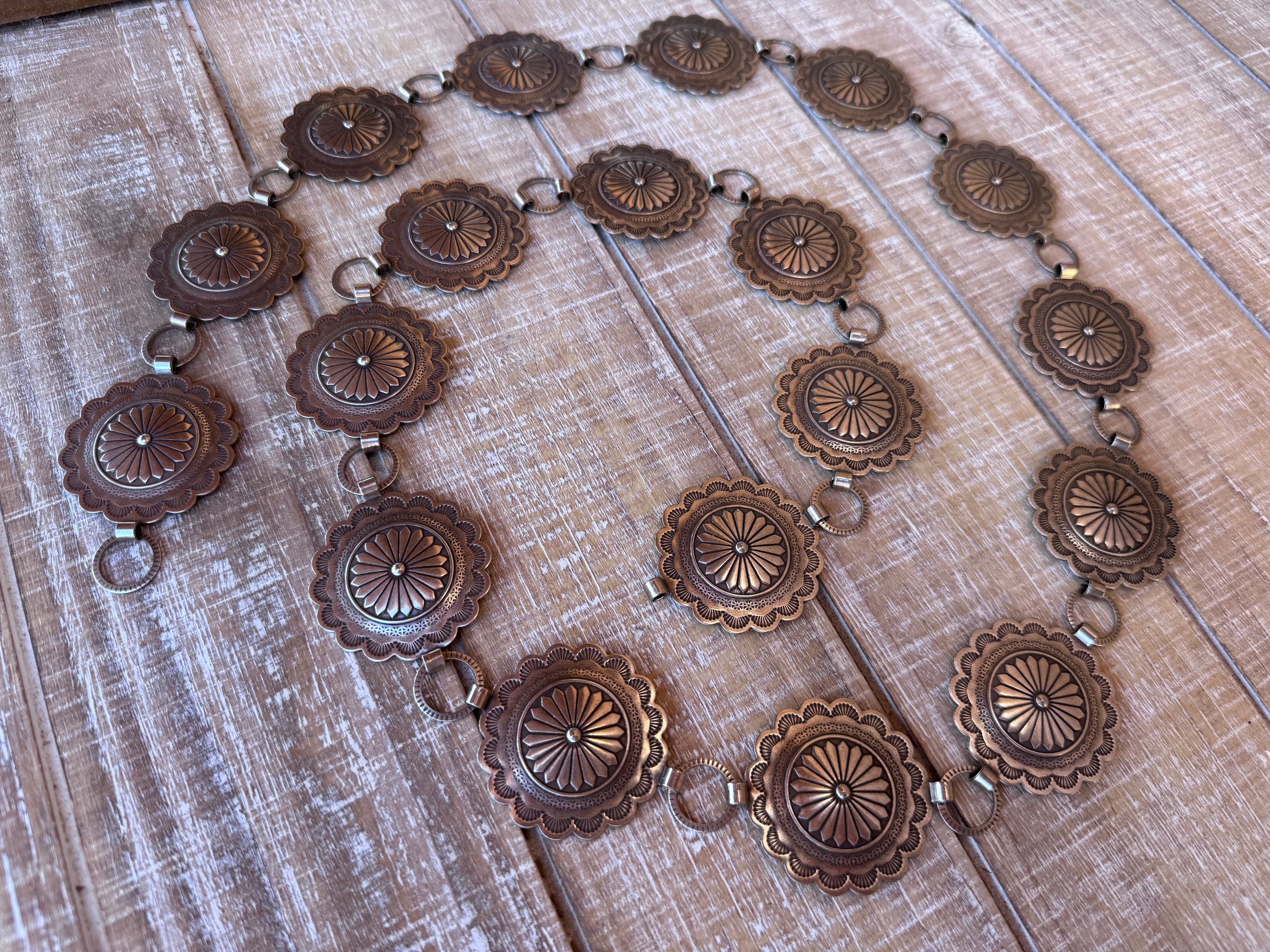 Handmade Nickel Silver Concho Belt 42"