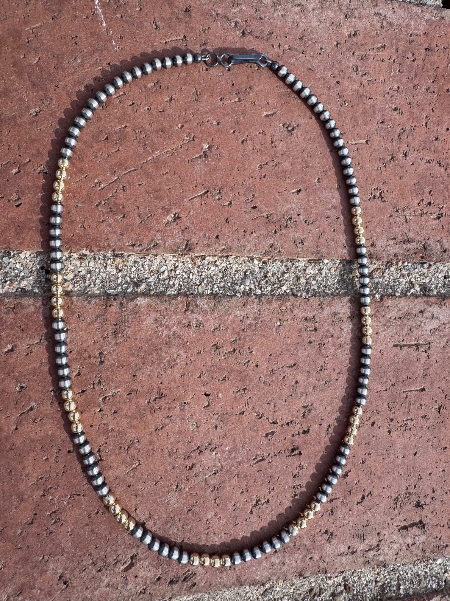 Handcrafted Sterling Silver & Gold Overlay 4mm Beaded Necklace