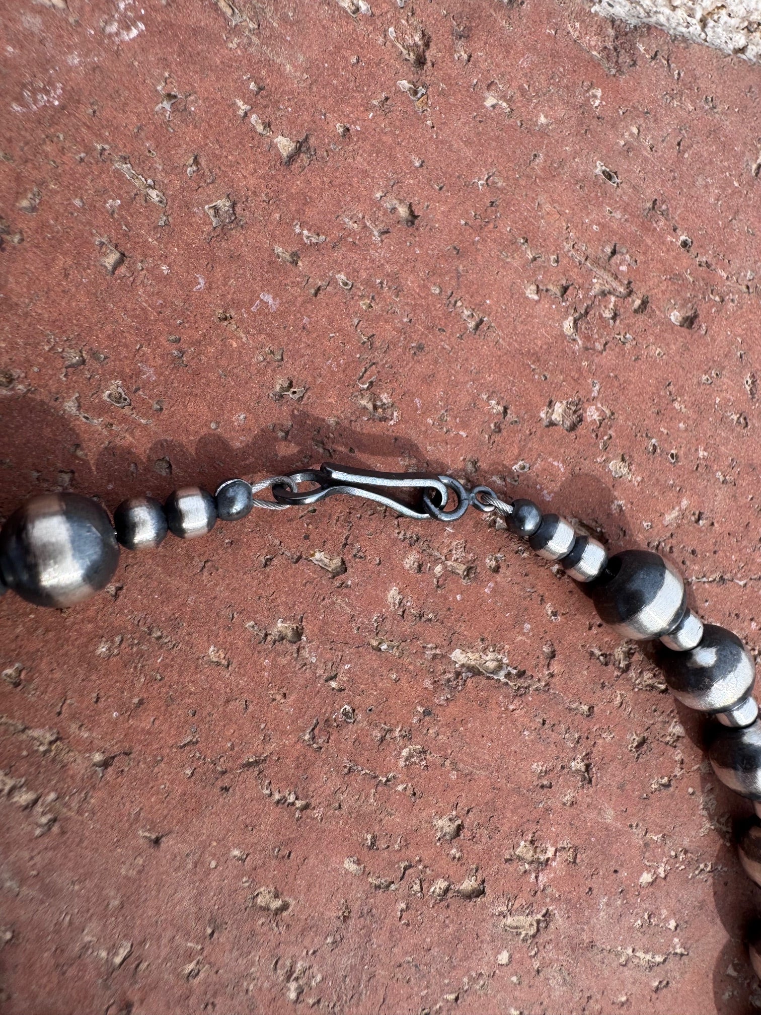 Handcrafted Patterned Sterling Silver Pearl 4-8mm Beaded Necklace