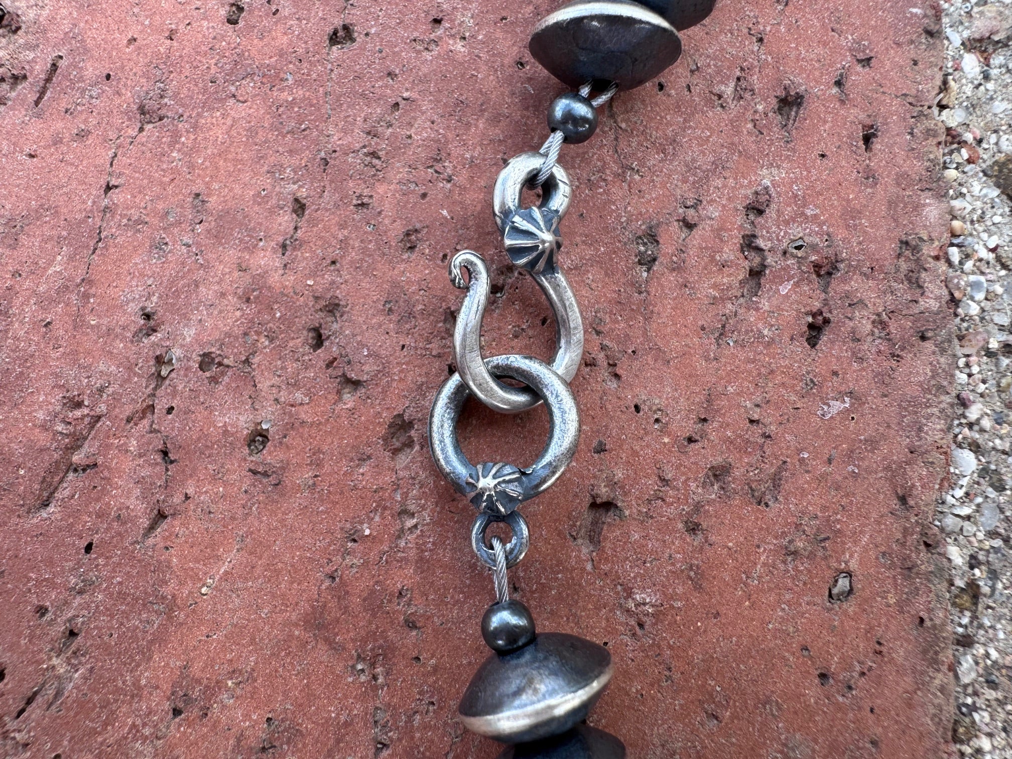 Handcrafted Kingman Turquoise & Sterling Silver Saucer Pearls 8mm Beaded Necklace