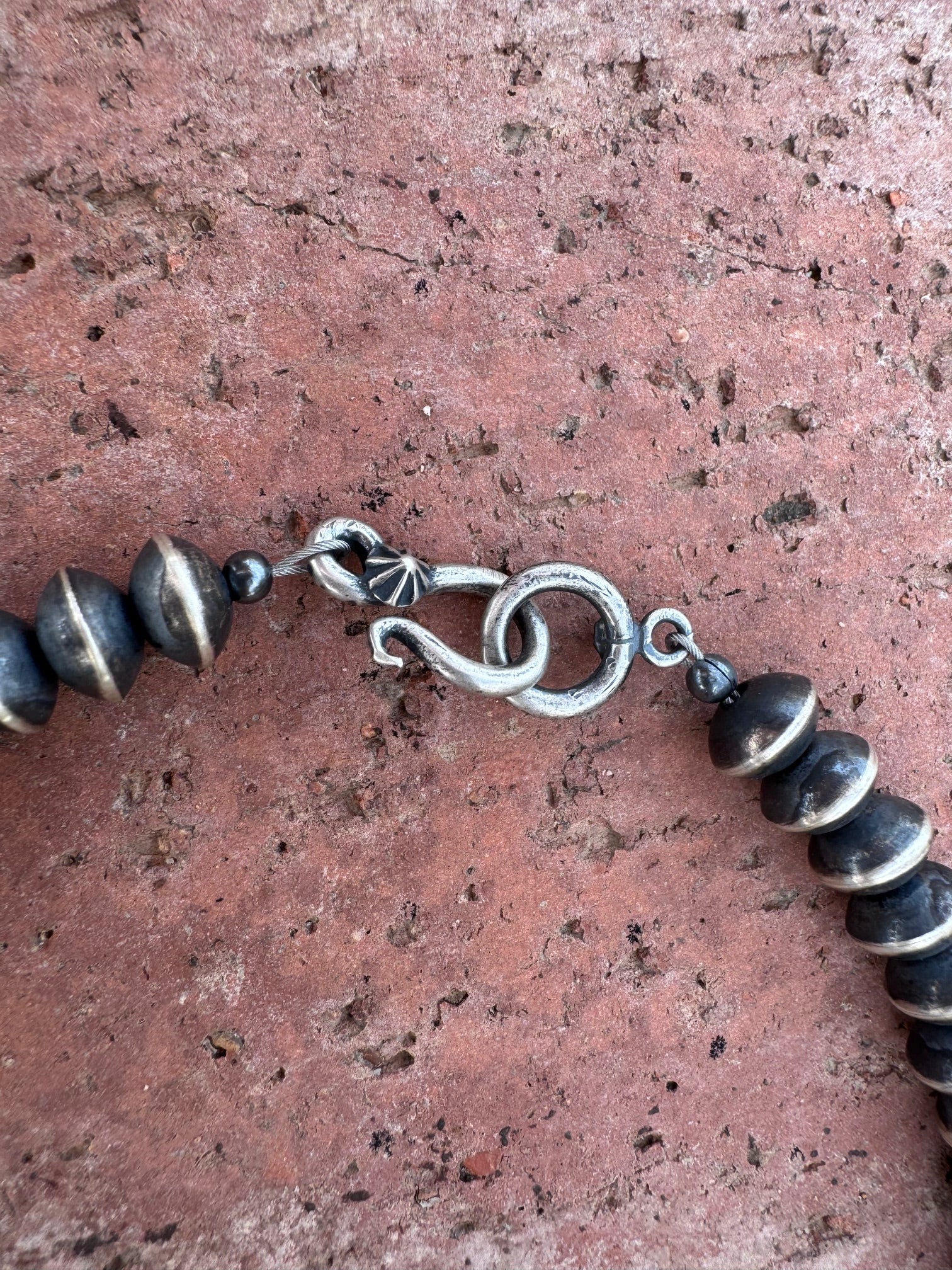 Handcrafted Kingman Turquoise & Sterling Silver Saucer Pearls 8-12mm  Beaded Necklace 18"