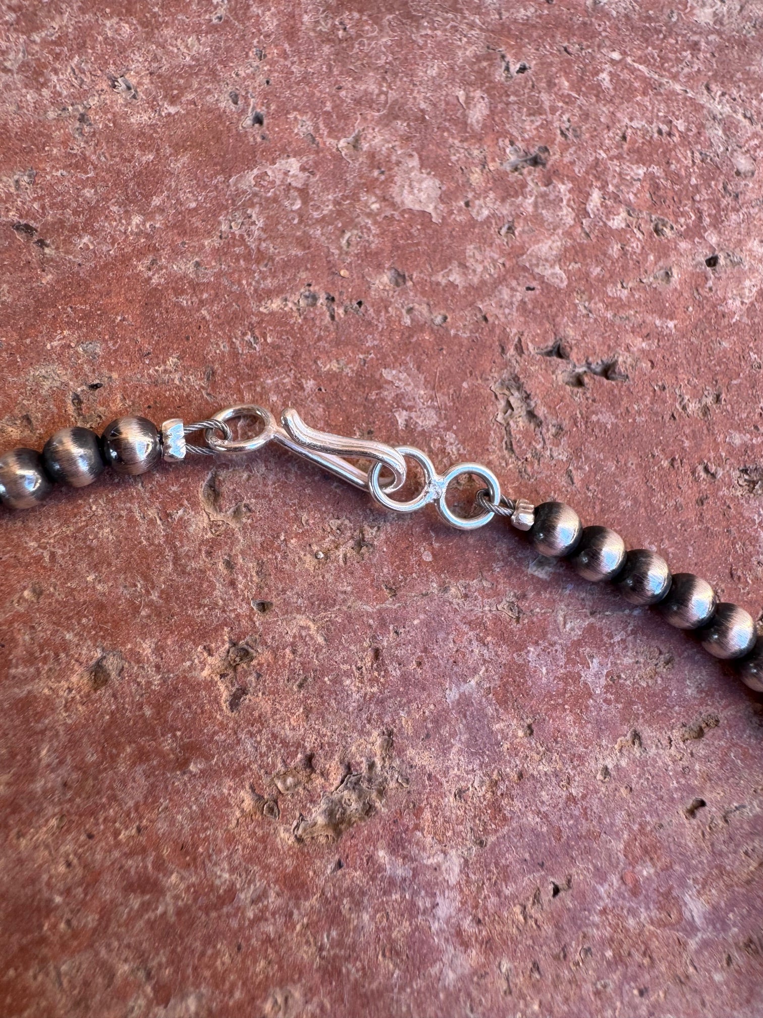 Handcrafted Sterling Silver Pearl 4-8mm Beaded Necklace 48"
