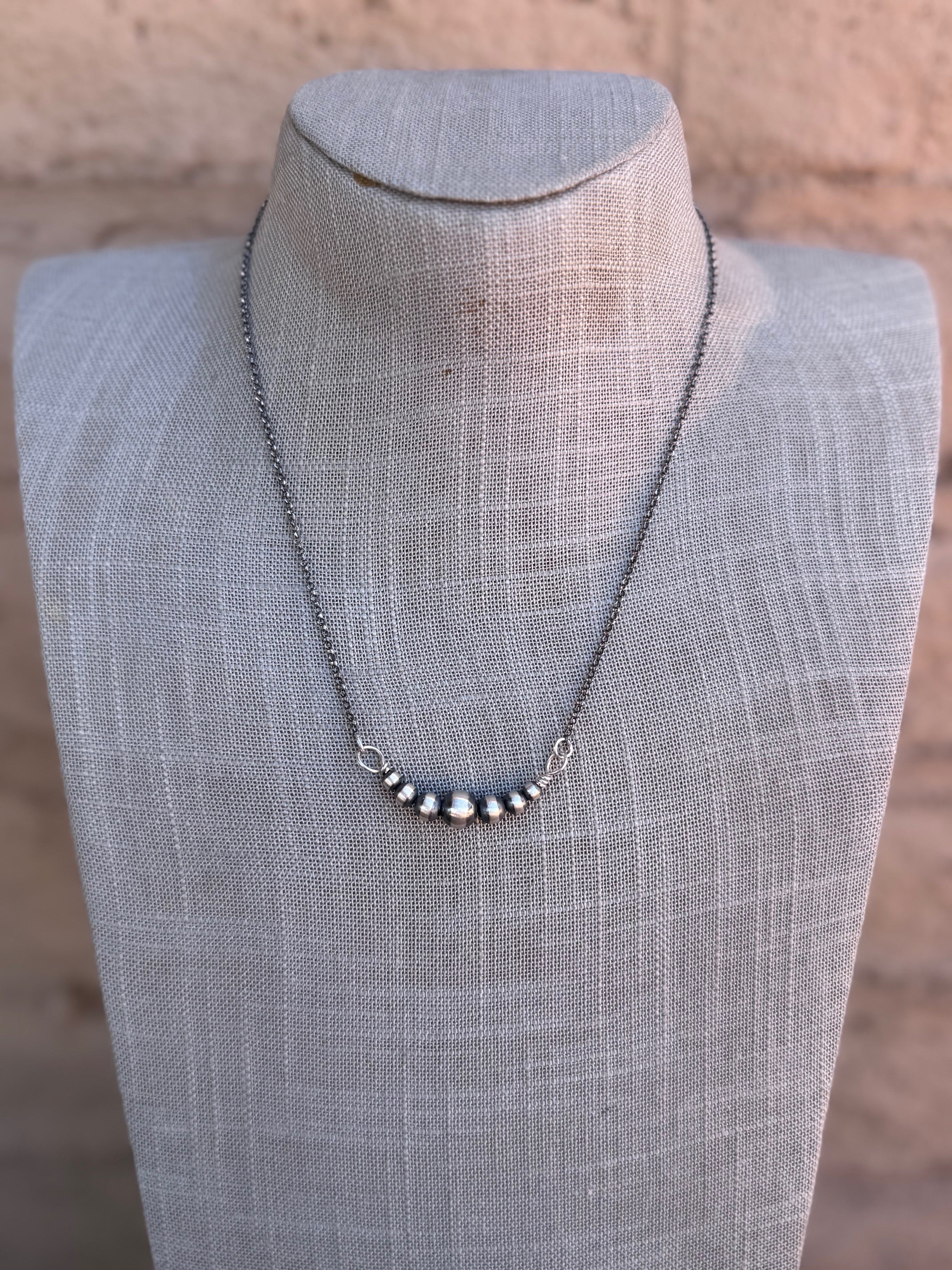 Handcrafted Sterling Silver Pearl 4-8mm Beaded Chain Necklace 18"