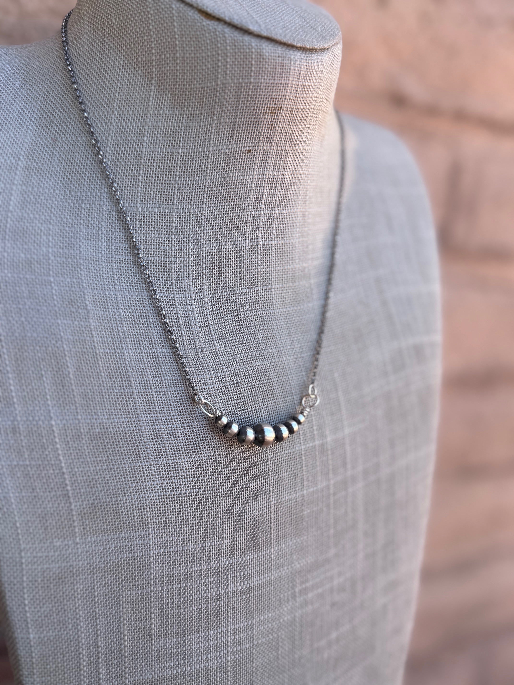 Handcrafted Sterling Silver Pearl 4-8mm Beaded Chain Necklace 18"