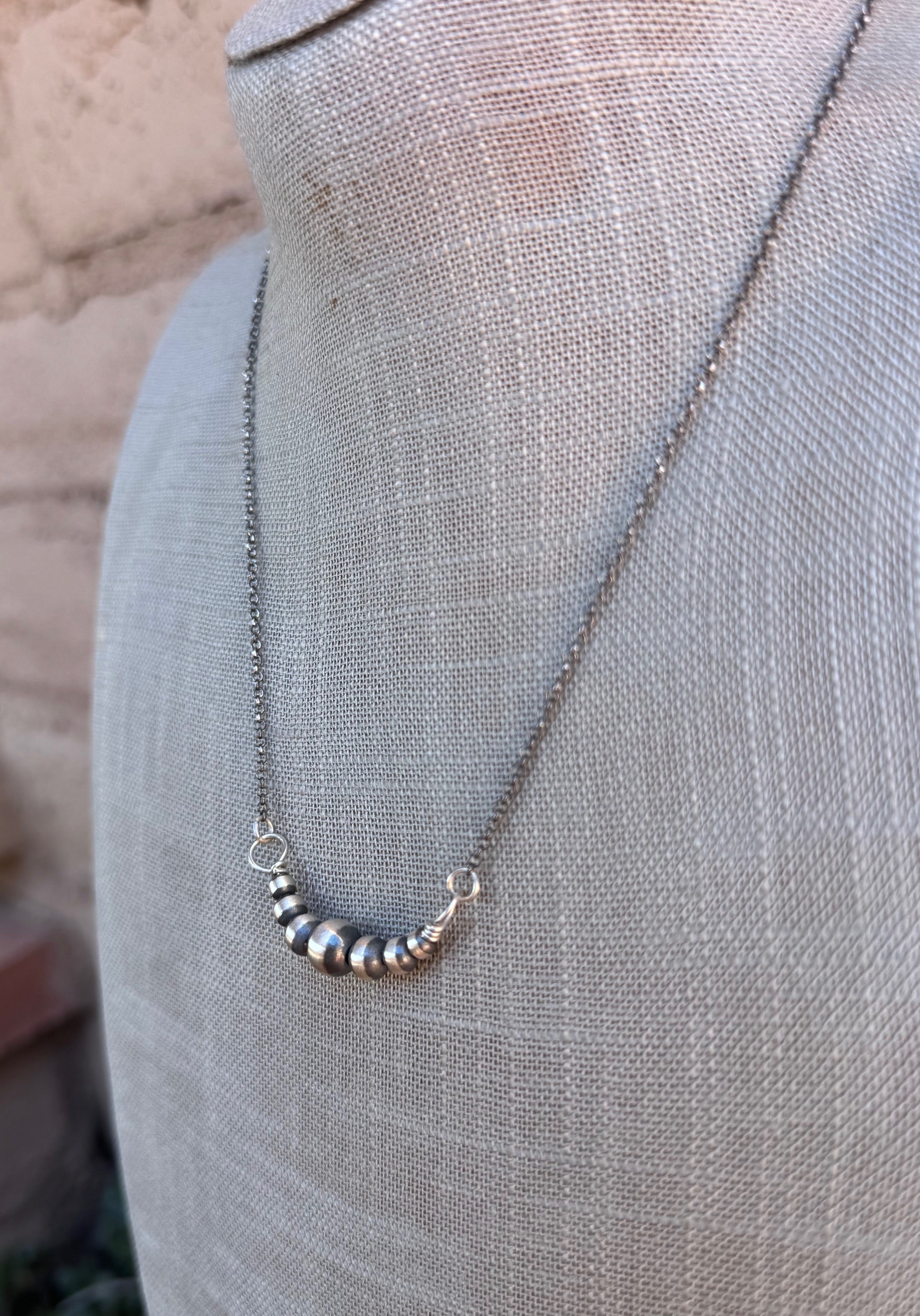 Handcrafted Sterling Silver Pearl 4-8mm Beaded Chain Necklace 18"