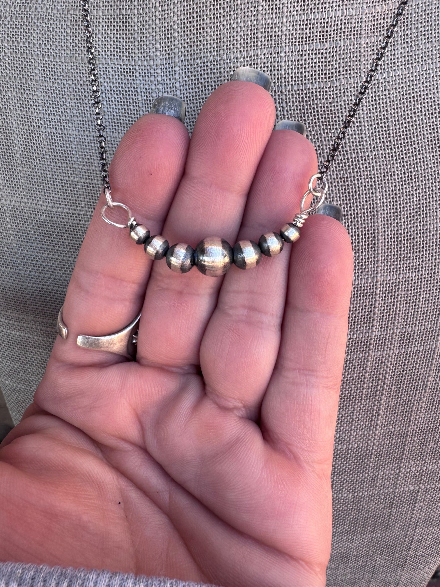 Handcrafted Sterling Silver Pearl 4-8mm Beaded Chain Necklace 18"