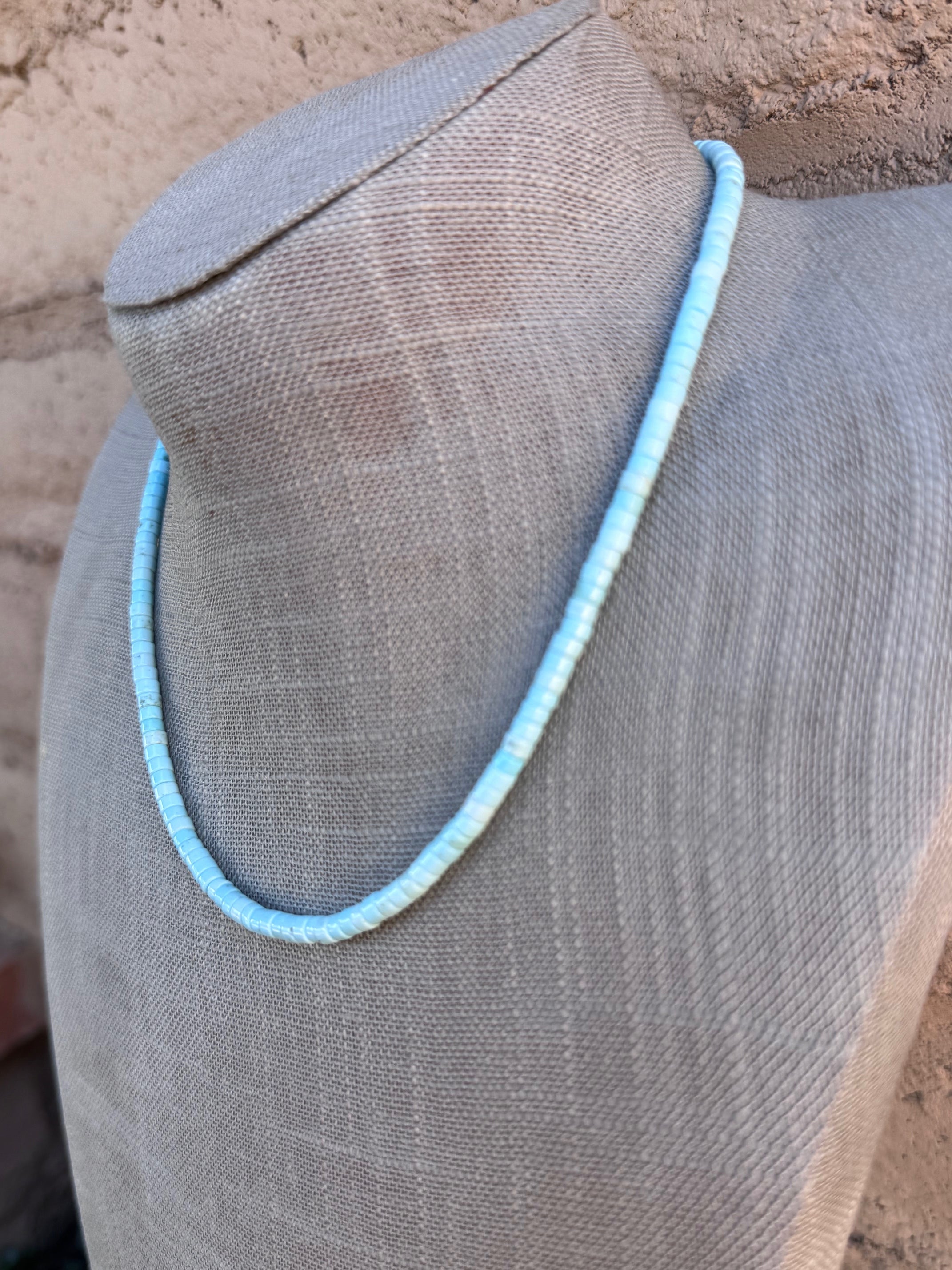 Handcrafted Sterling Silver & Dry Creek Turquoise Beaded Necklace 17"