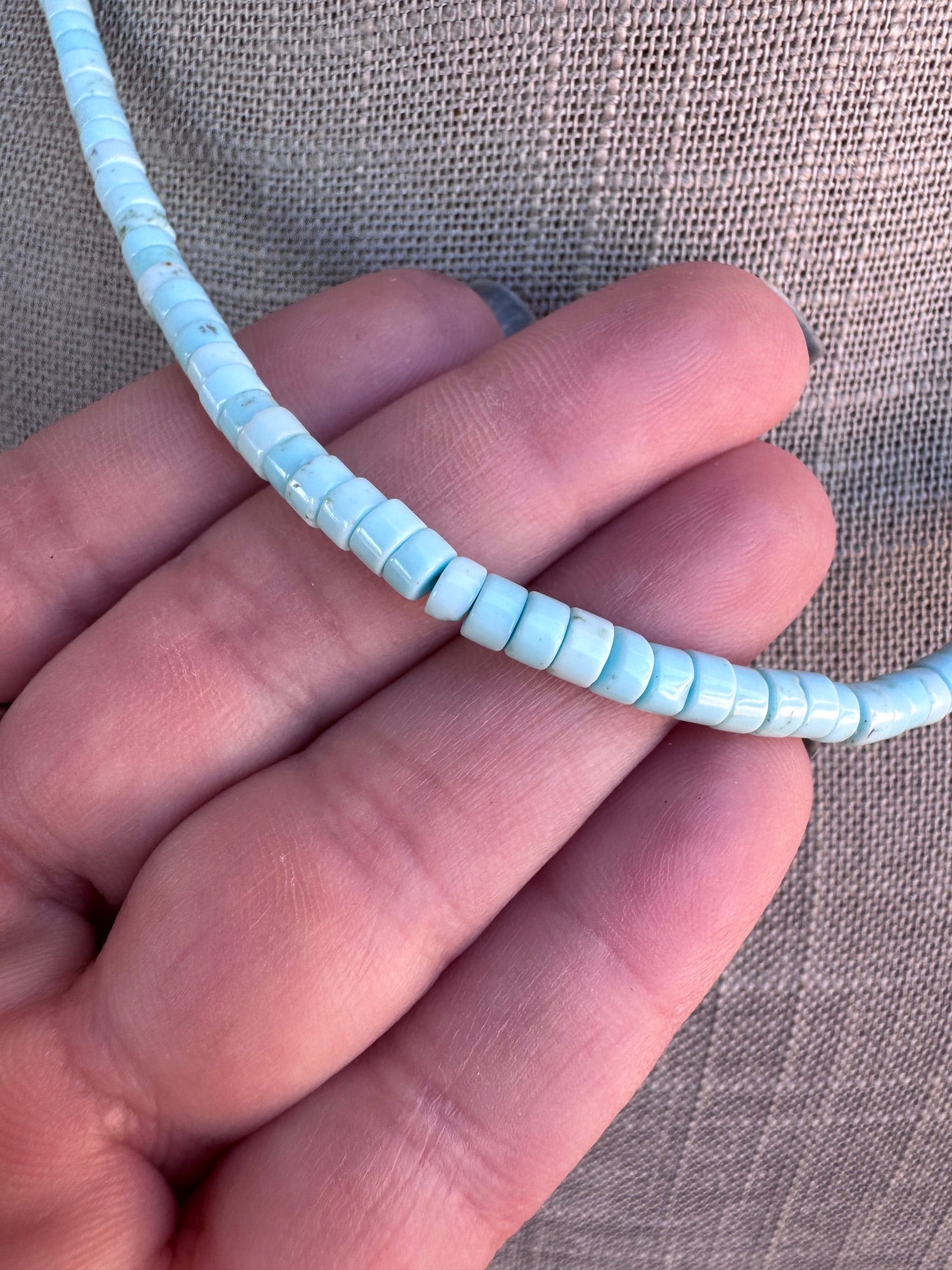 Handcrafted Sterling Silver & Dry Creek Turquoise Beaded Necklace 17"