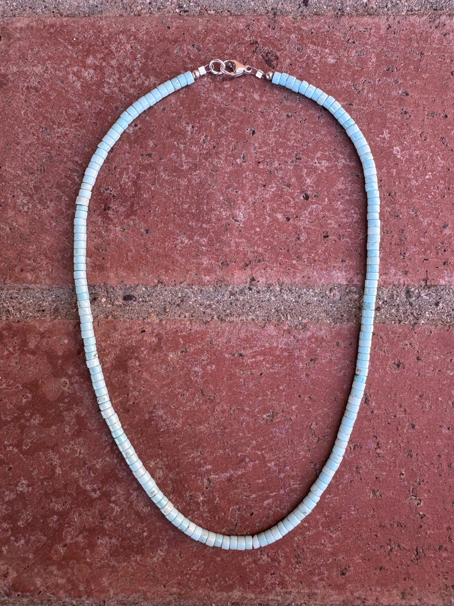 Handcrafted Sterling Silver & Dry Creek Turquoise Beaded Necklace 17"