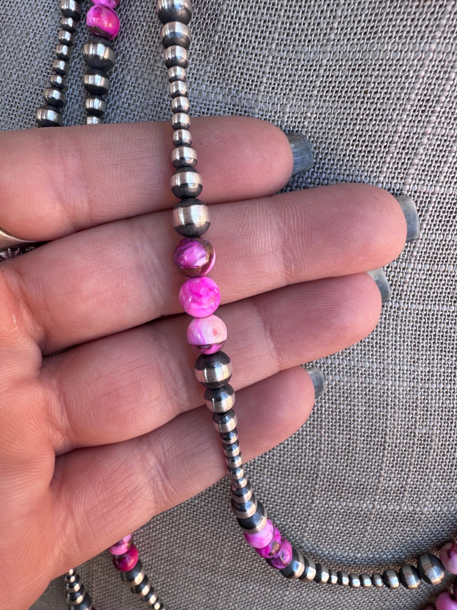 Handcrafted Sterling Silver & Pink Dream 3-6mm Beaded Necklace