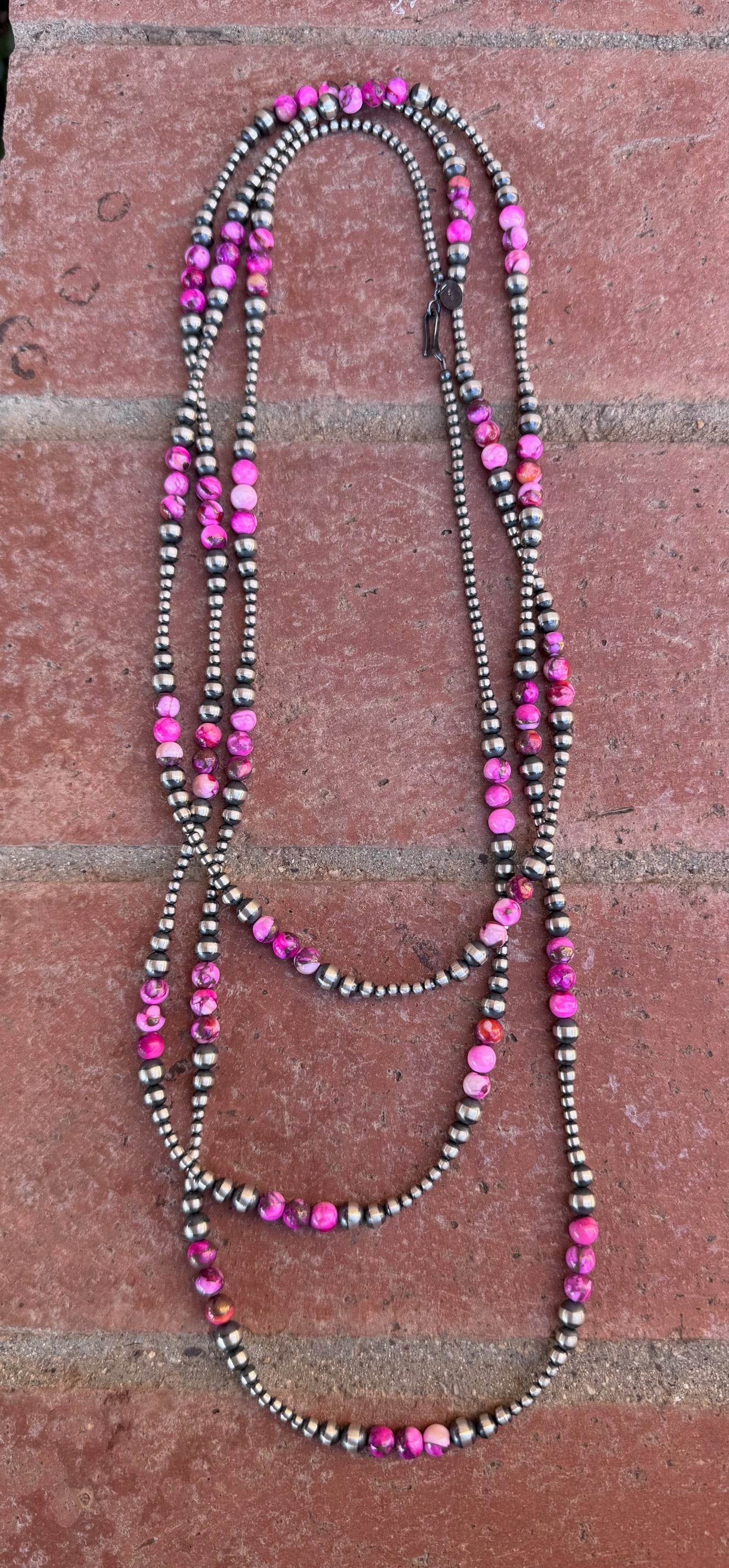 Handcrafted Sterling Silver & Pink Dream 3-6mm Beaded Necklace