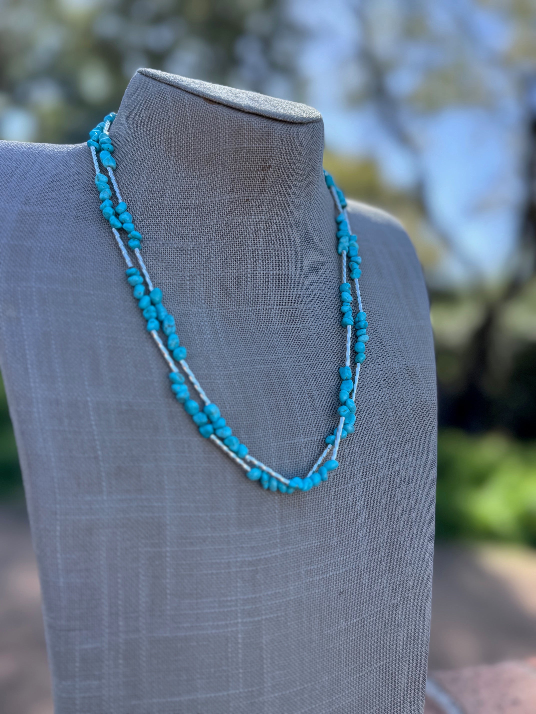 Handcrafted Kingman Turquoise Beaded Necklace