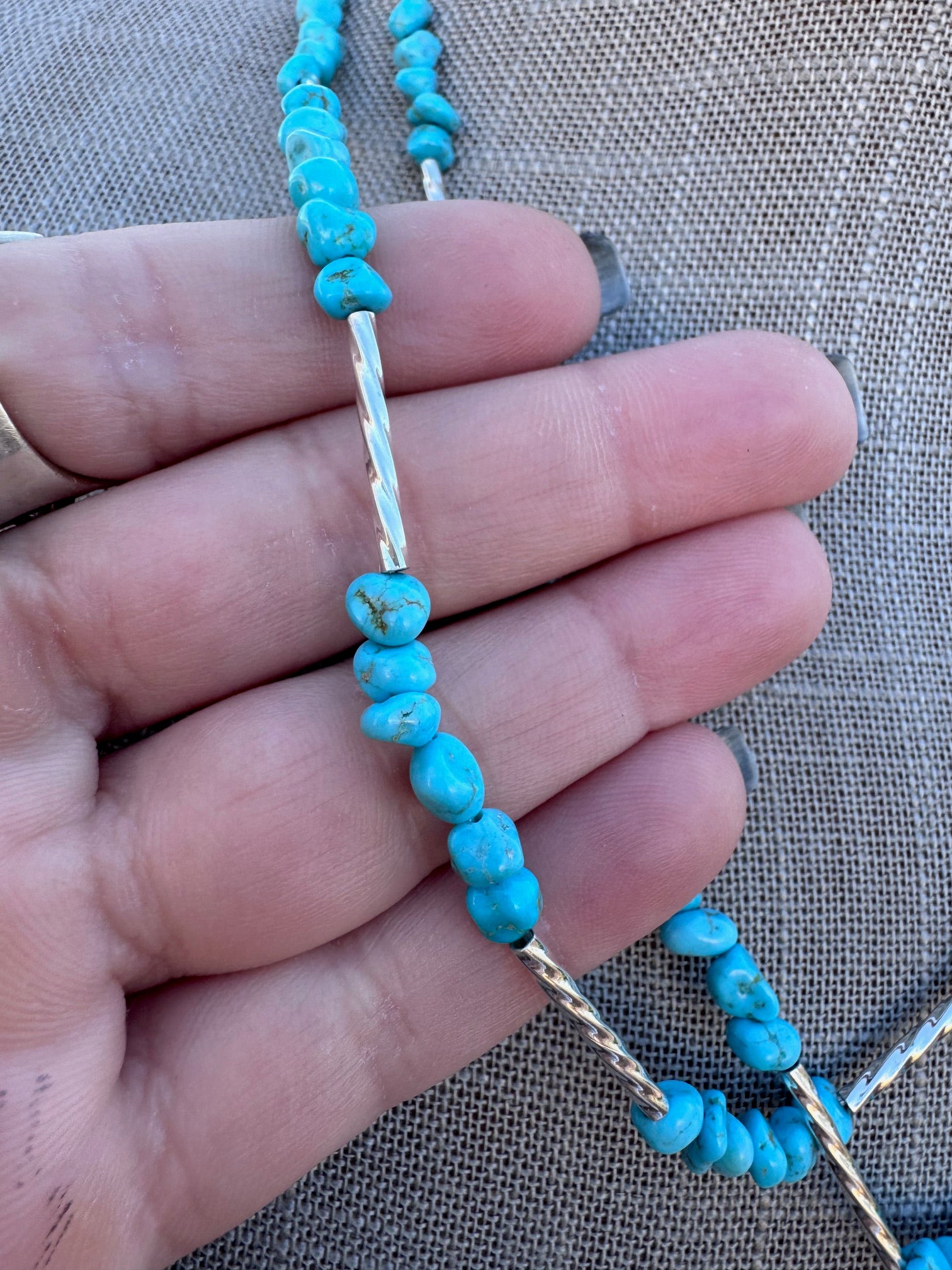 Handcrafted Kingman Turquoise Beaded Necklace