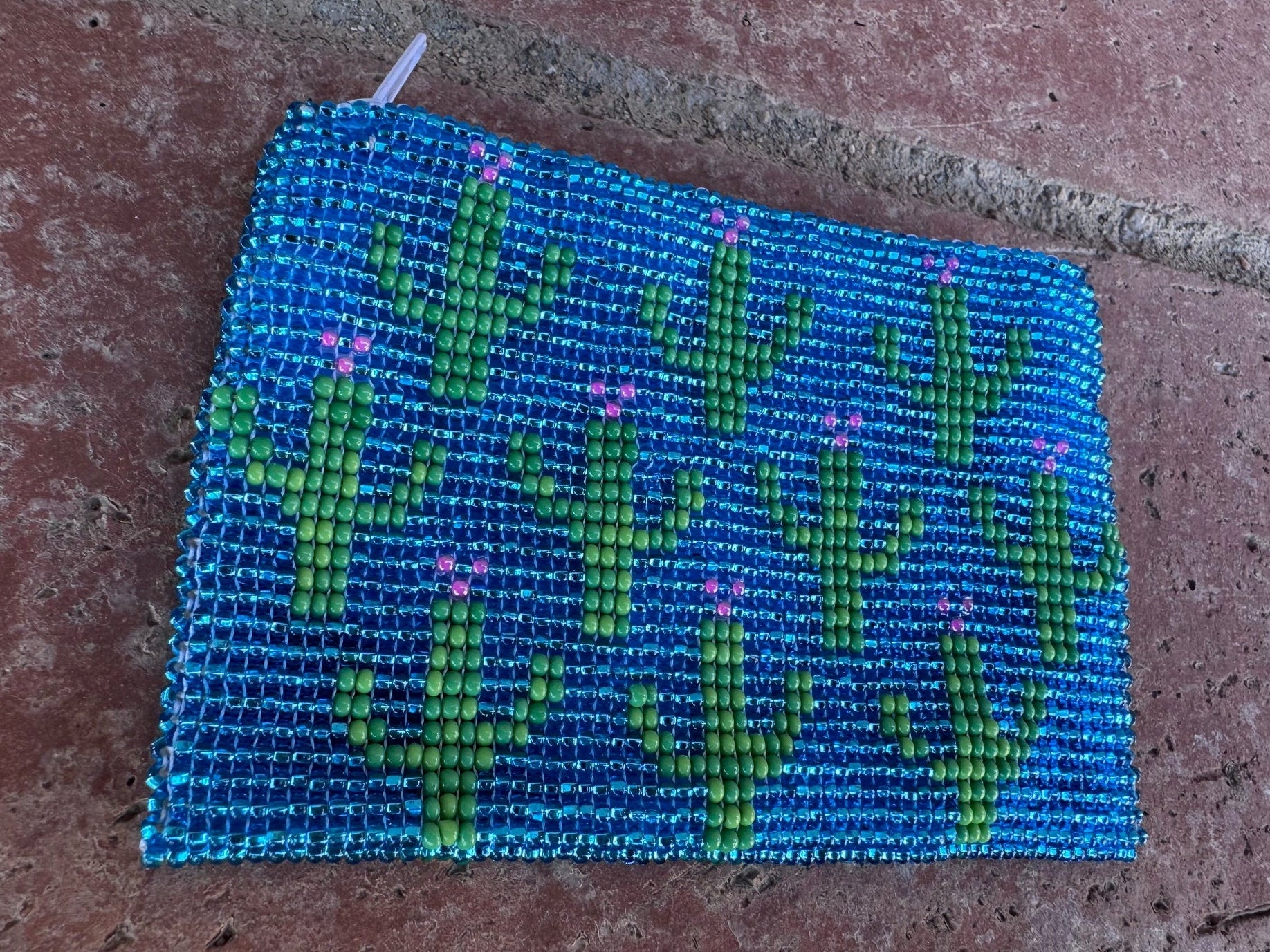 Handmade Beaded Saguaro Cactus Coin Purse