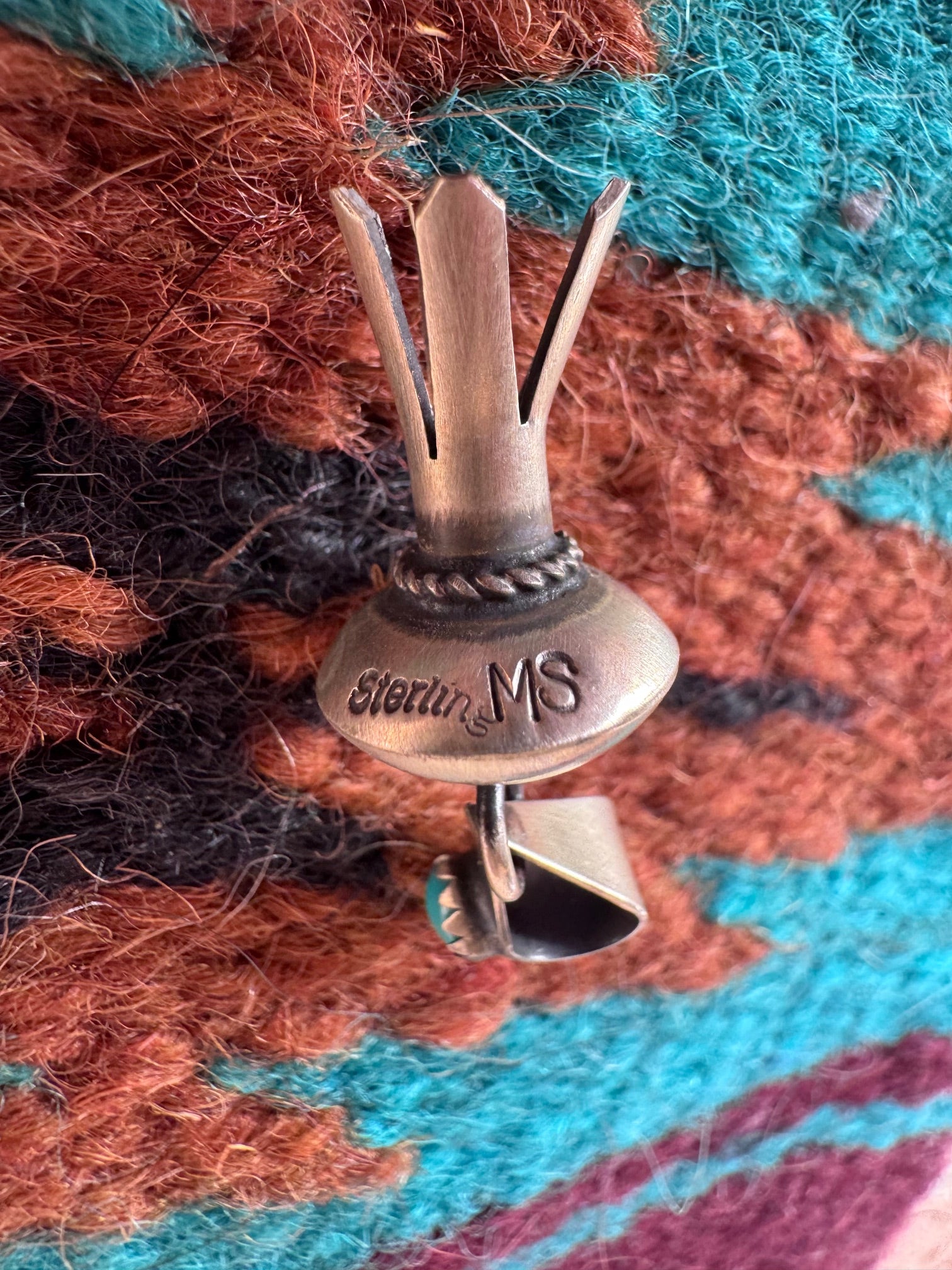 Handcrafted Sterling Silver & Turquoise Blossom Pendant Signed