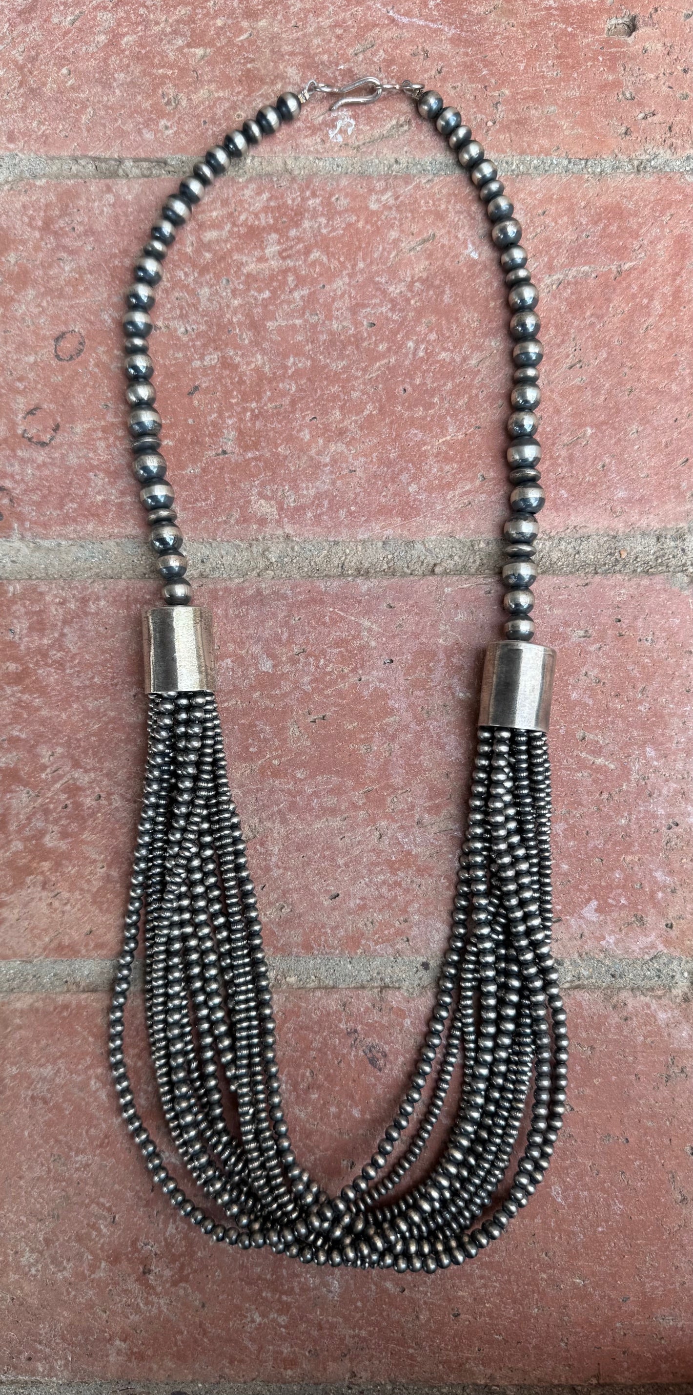 Handcrafted Sterling Silver Pearl 3mm-10mm 12 Strand Necklace 27"