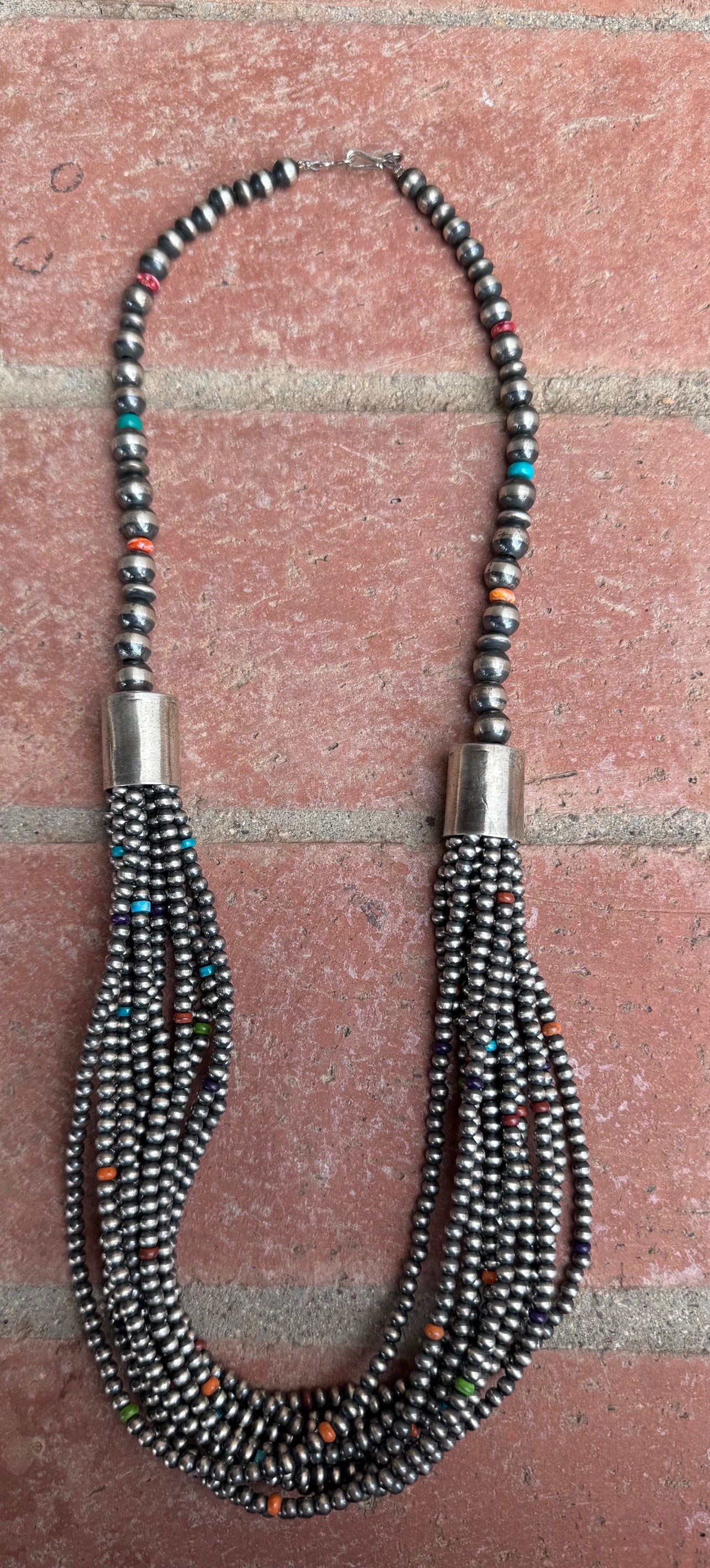 Handcrafted Pearl Multi Stone 3mm-10mm 12 Strand Necklace 28"