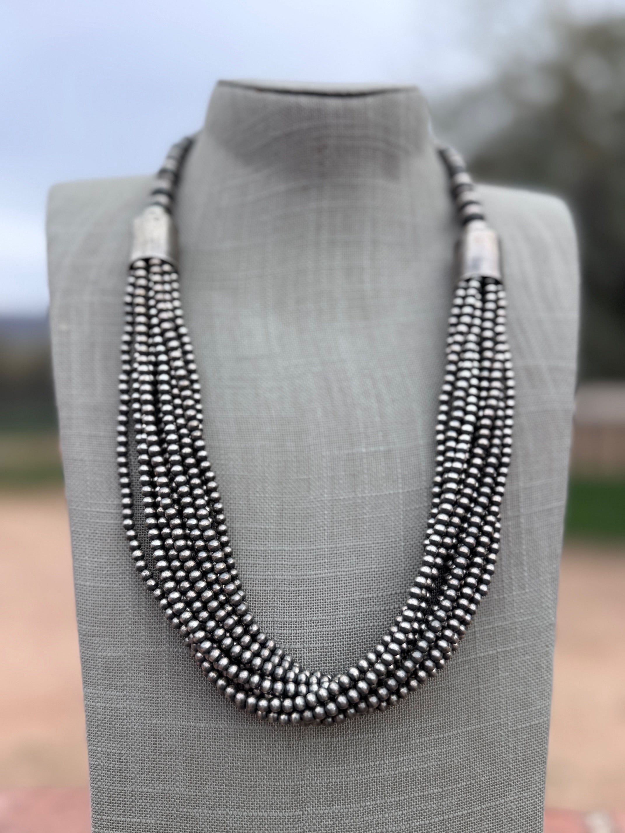 Handcrafted Sterling Silver Pearl 4mm-10mm 12 Strand Necklace 25"