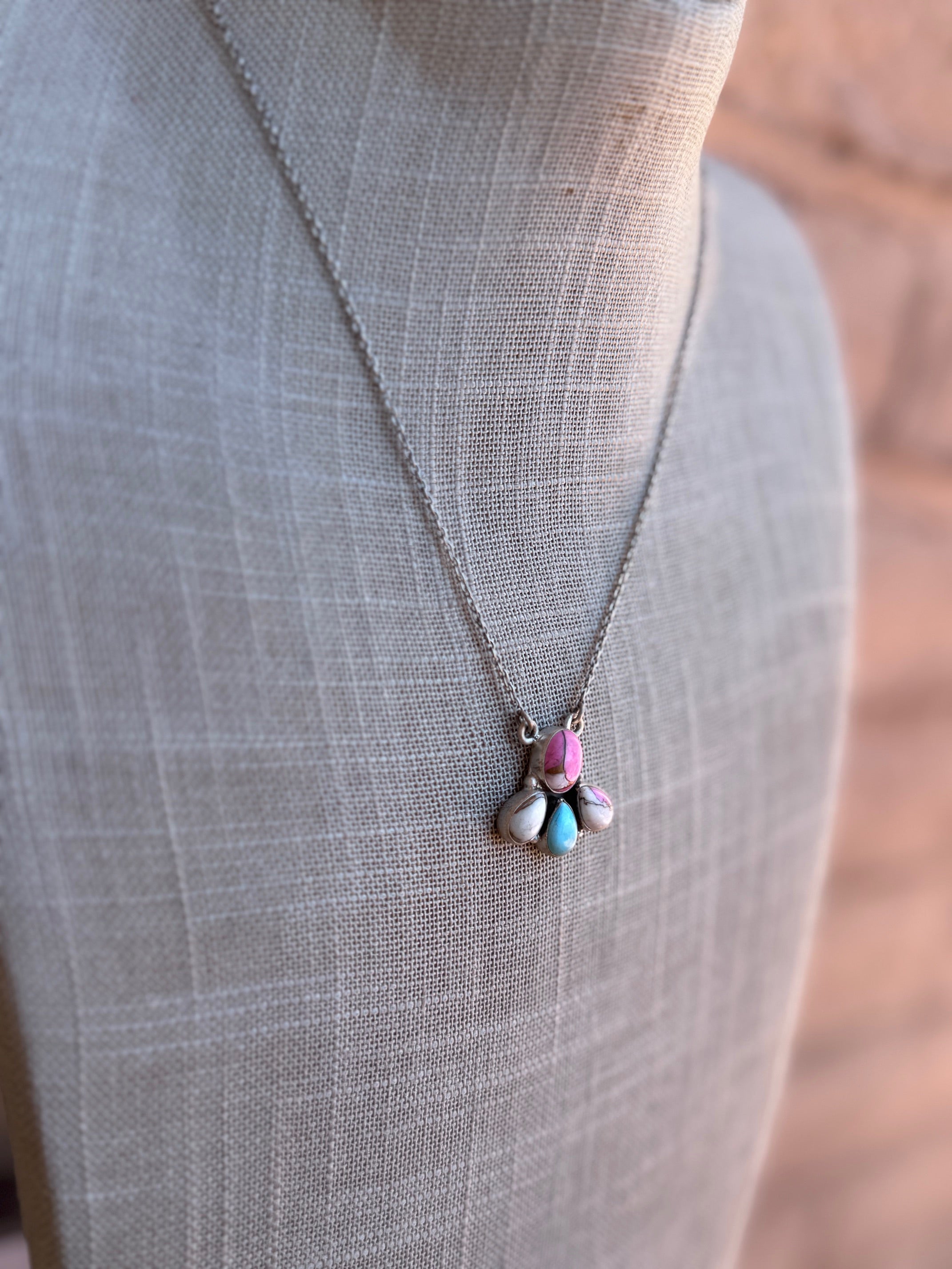 Handmade Sterling Silver Cotton Candy Necklace with Signed Nizhoni