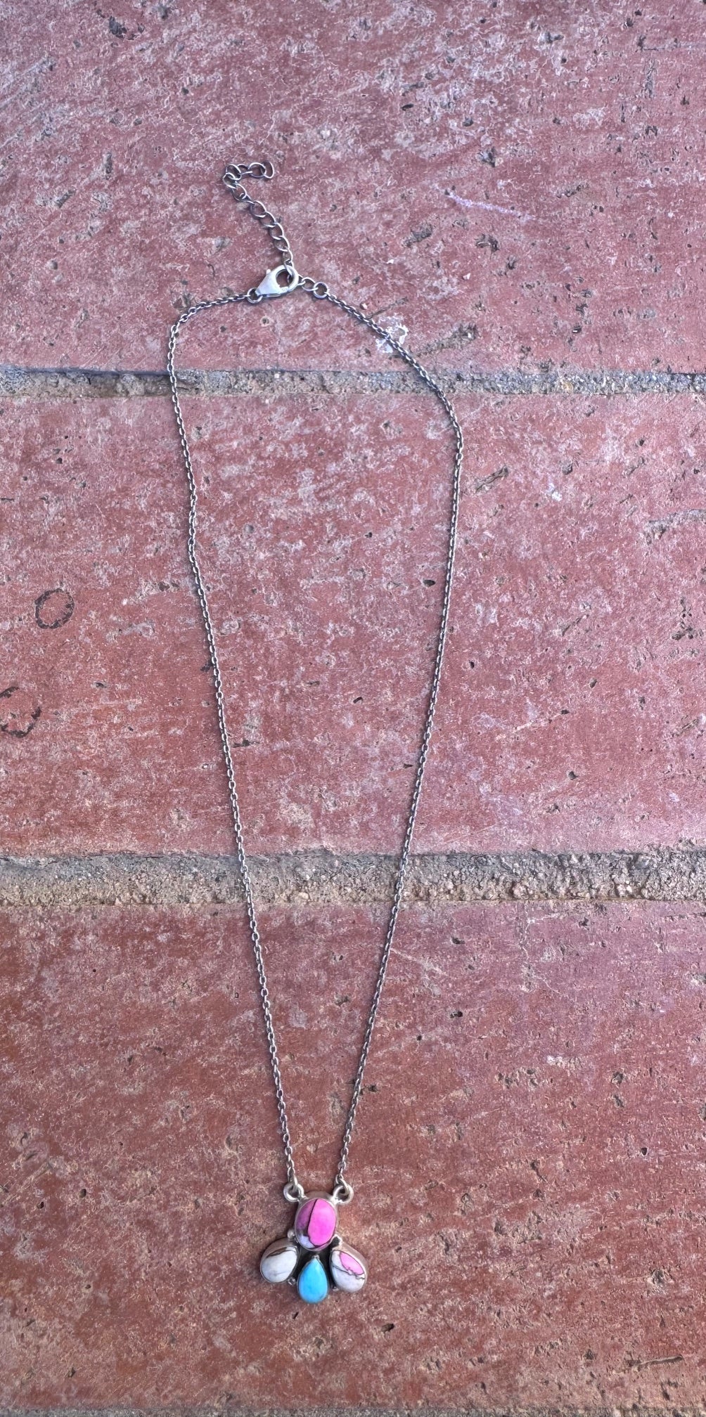 Handmade Sterling Silver Cotton Candy Necklace with Signed Nizhoni