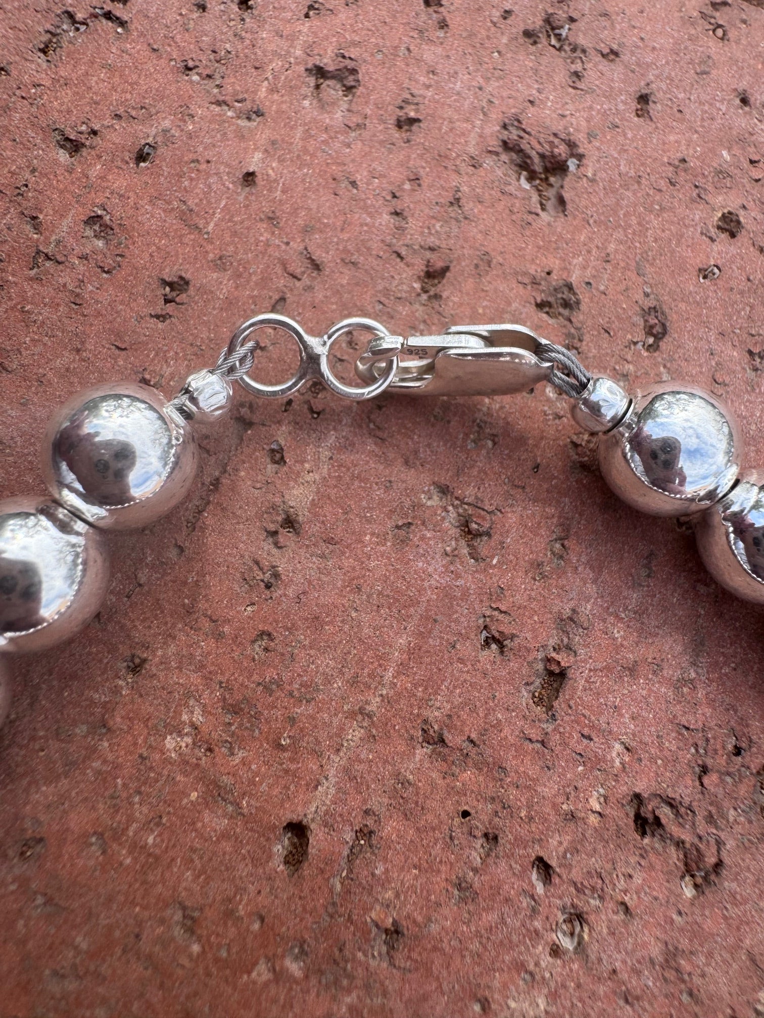 Handcrafted Sterling Silver Elegant Pearl Style 8mm Beaded Bracelet 7.5"