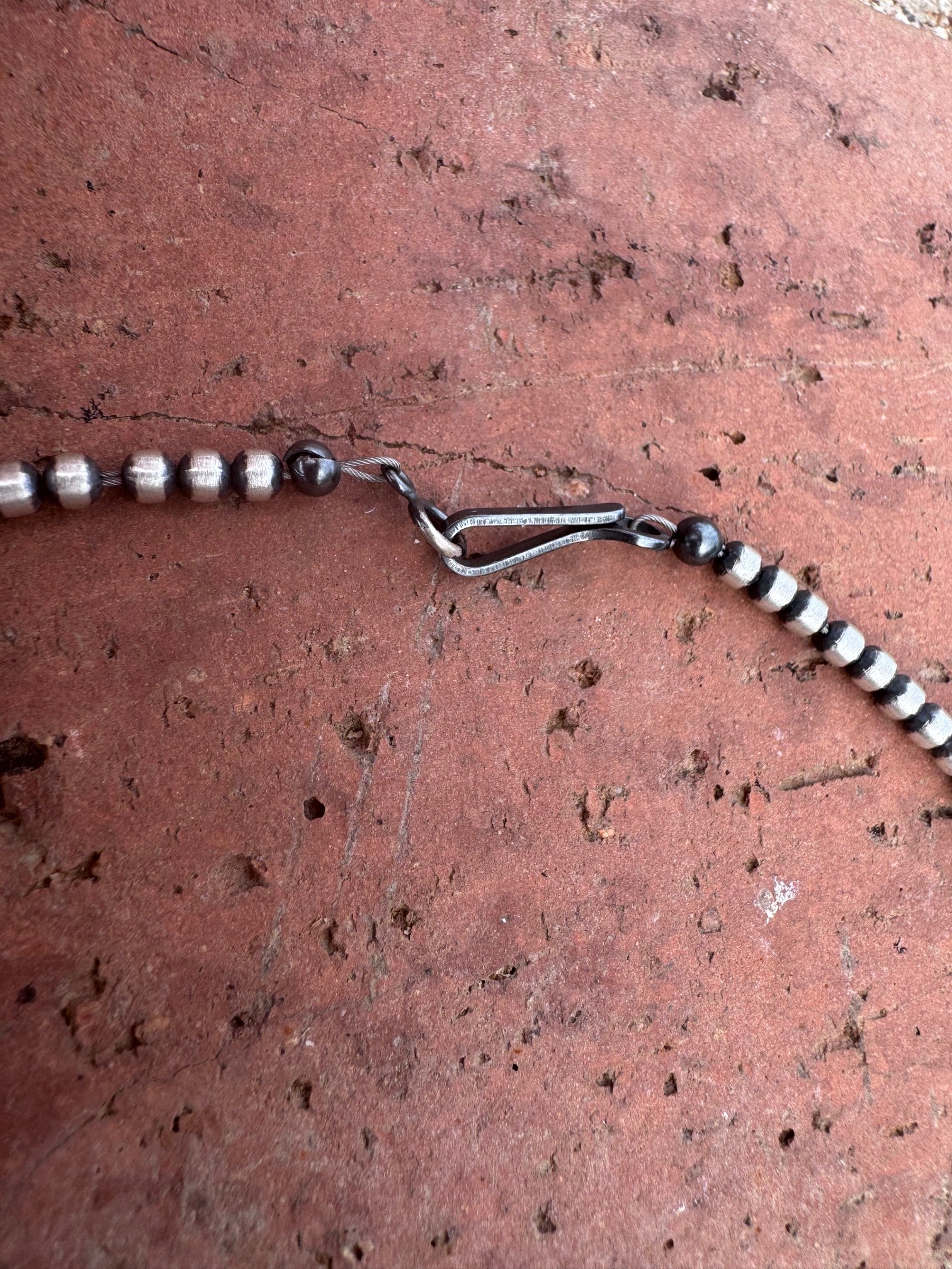 Handcrafted Sterling Silver & Turquoise 3-4mm Beaded Lariat Necklace 20"