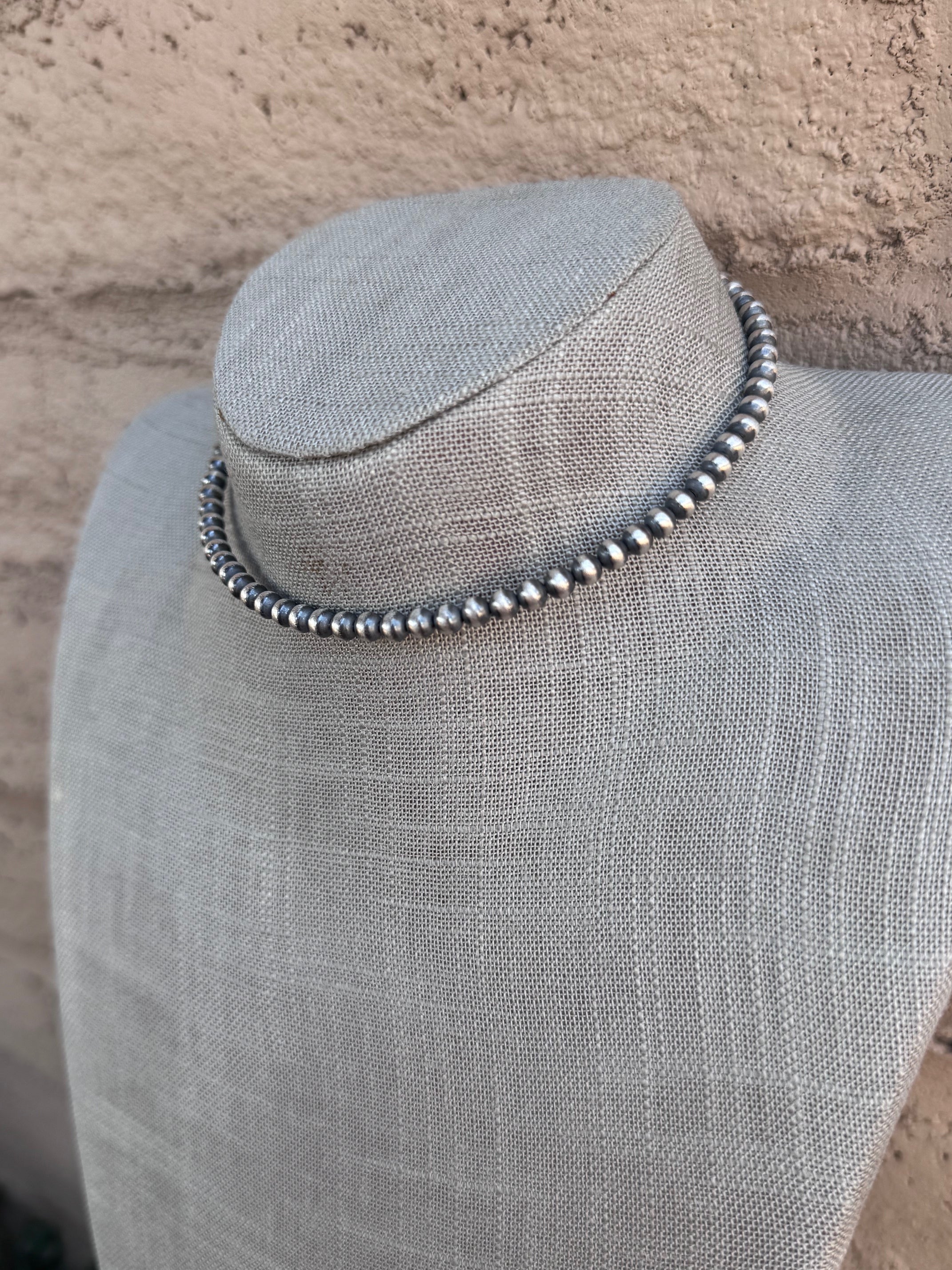 Handcrafted Sterling Silver Pearl 5mm Beaded Wrap Choker Necklace