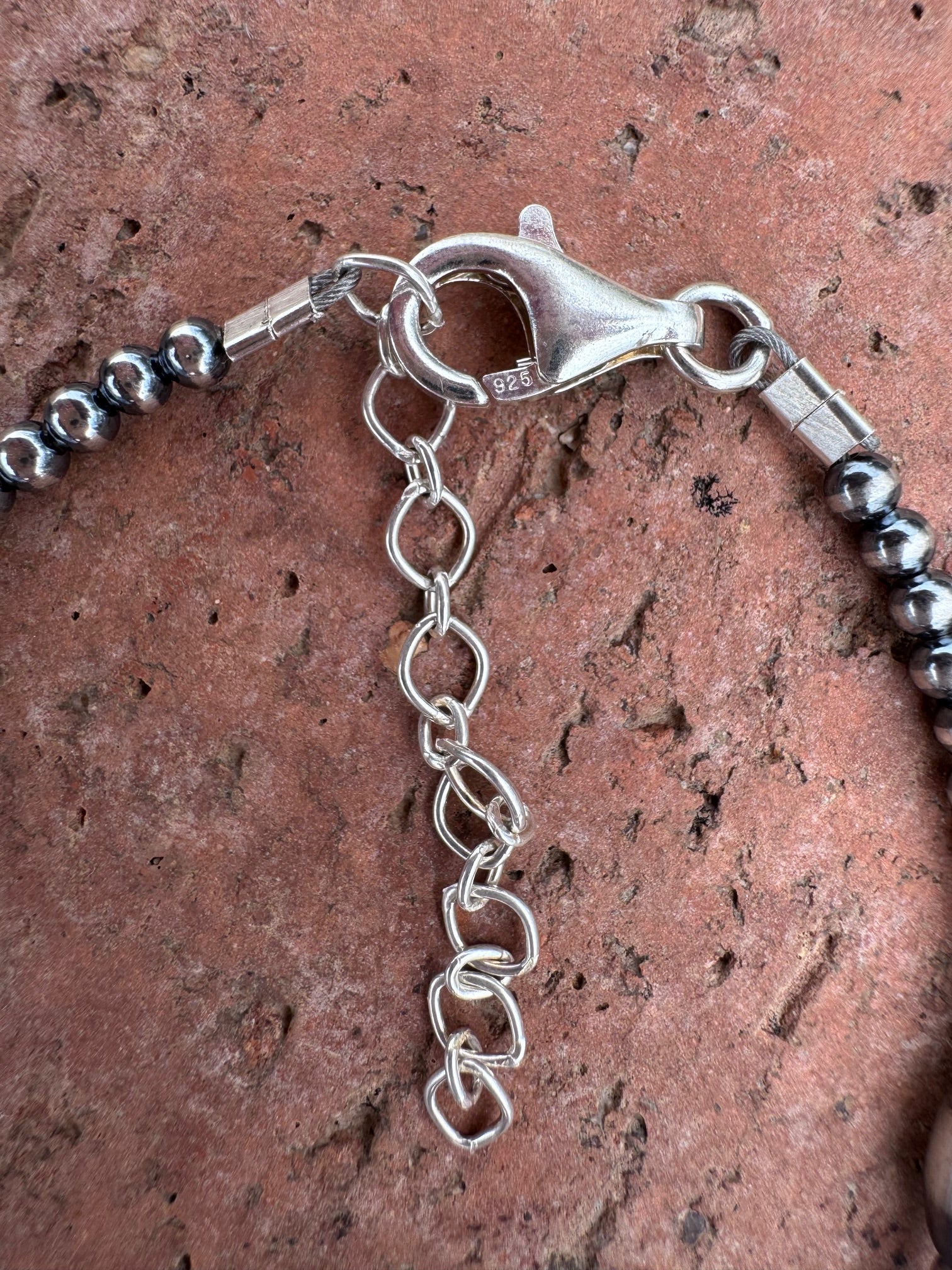 Handcrafted Mother of Pearl & Sterling Silver Pearl 3-6mm Beaded Bracelet 7"