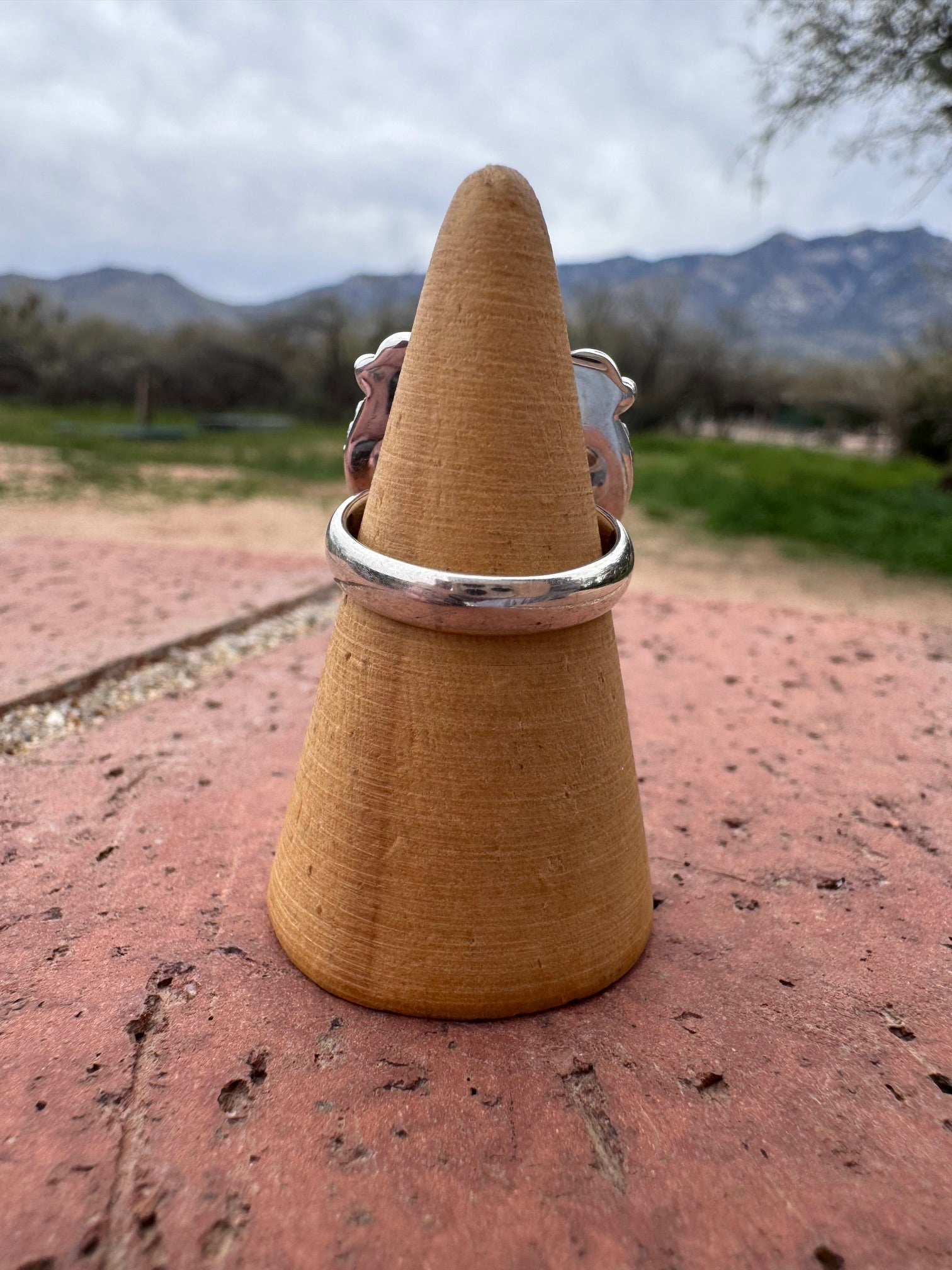 Nizhoni Handmade Number 8 Turquoise & Sterling Silver Heart Ring Size 6.75