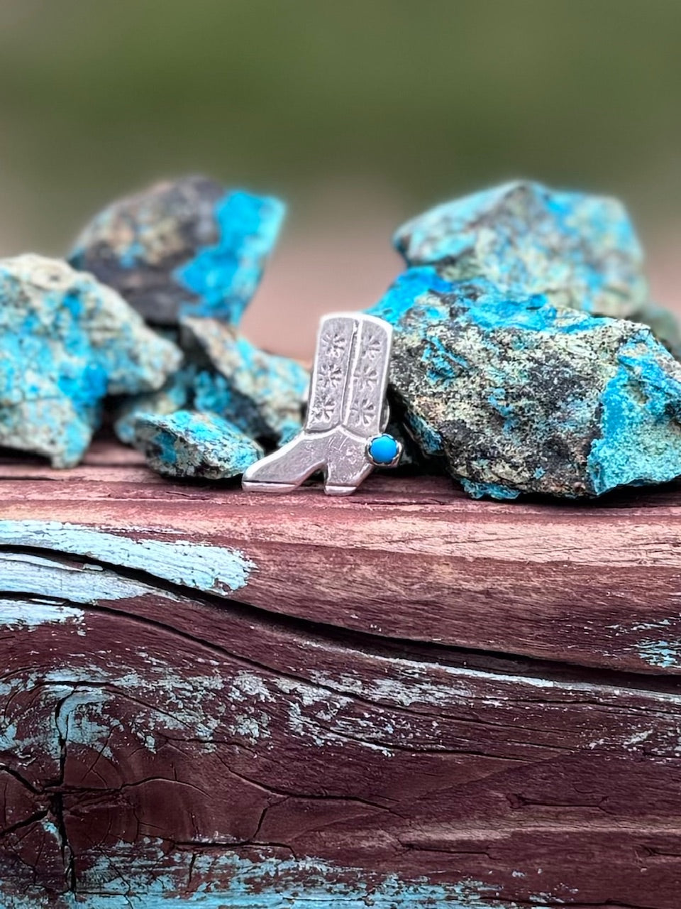Handcrafted Sterling Silver & Turquoise Cowboy Boot Hat Pin