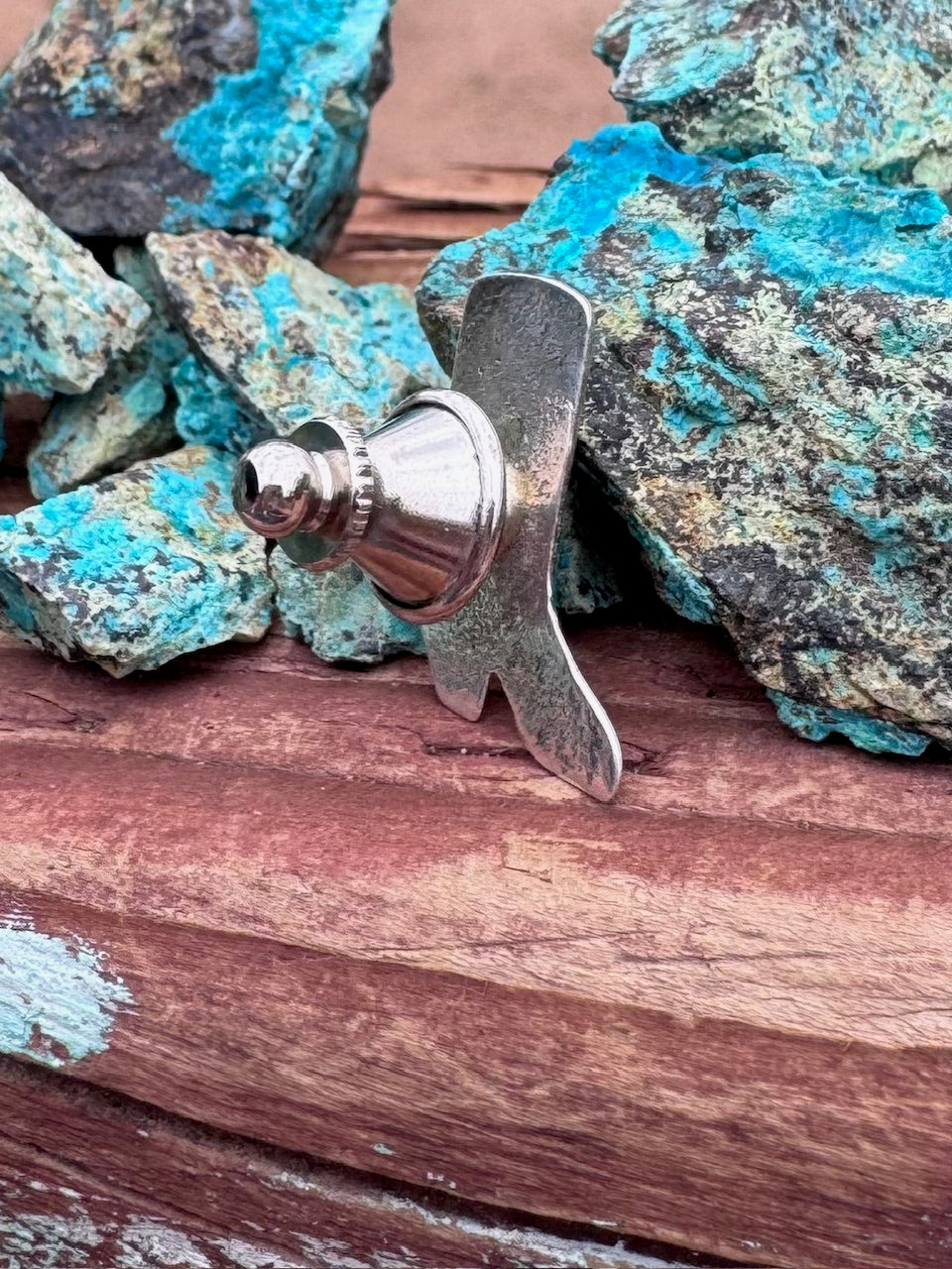 Handcrafted Sterling Silver & Turquoise Cowboy Boot Hat Pin