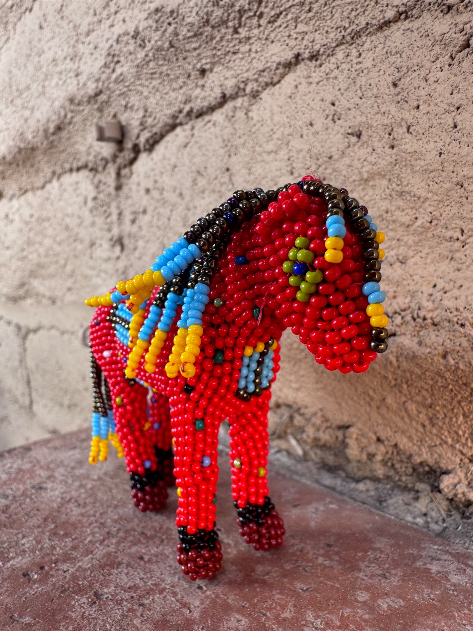 Handmade Peyote Stitched Horse Figurine-Red 2