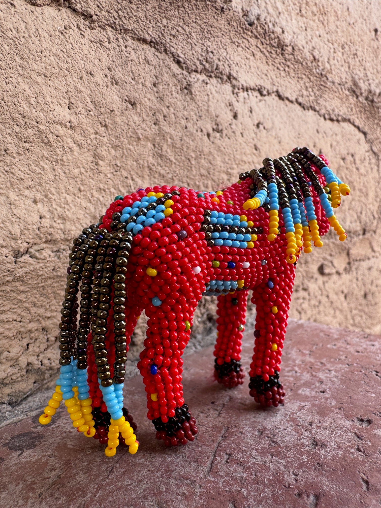 Handmade Peyote Stitched Horse Figurine-Red 2