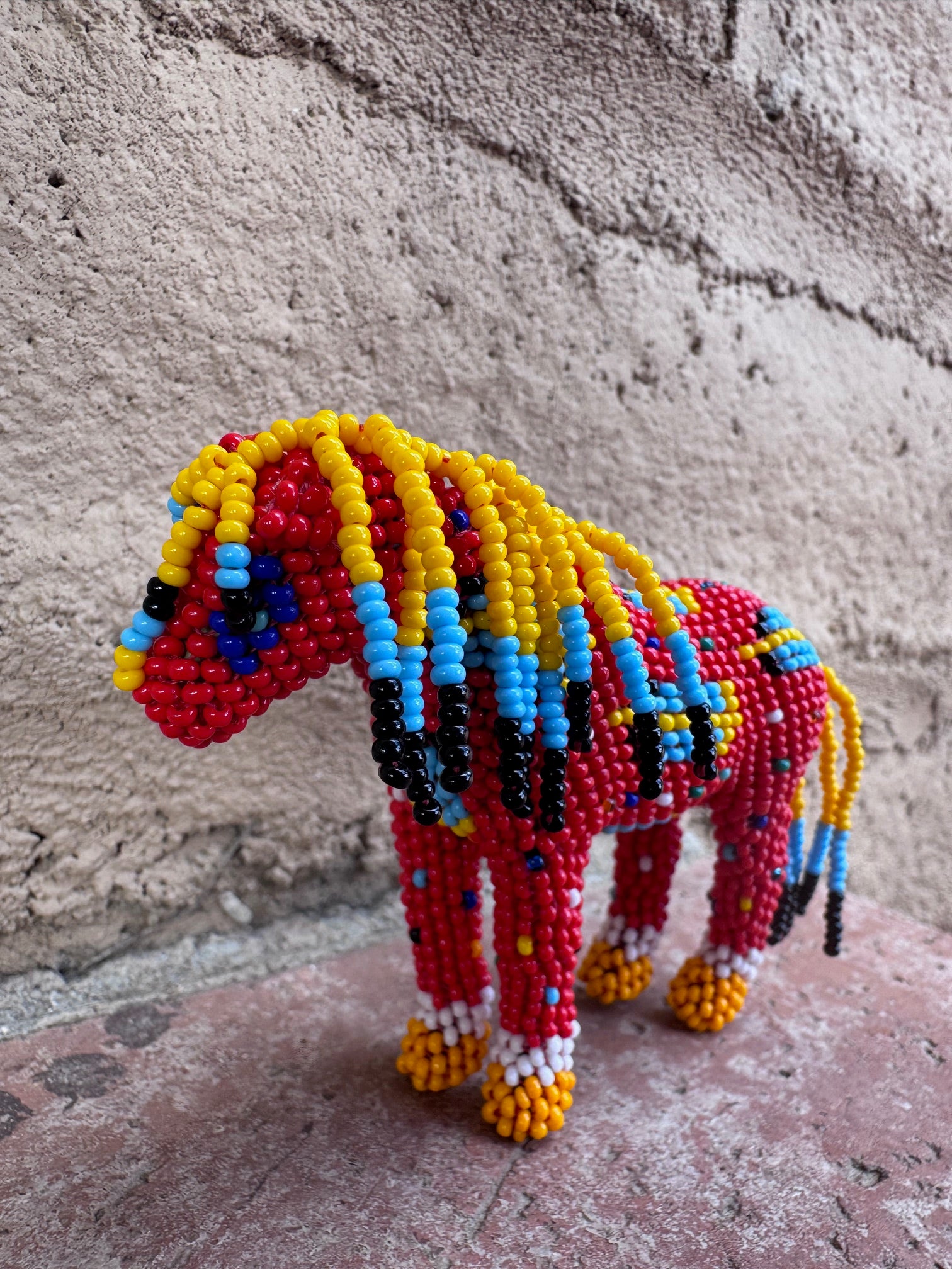 Handmade Peyote Stitched Horse Figurine-Red 4