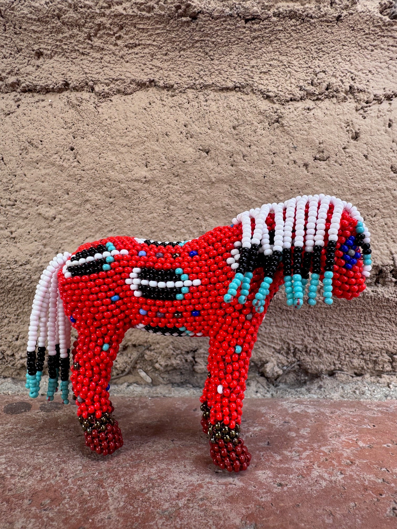 Handmade Peyote Stitched Horse Figurine-Red 5