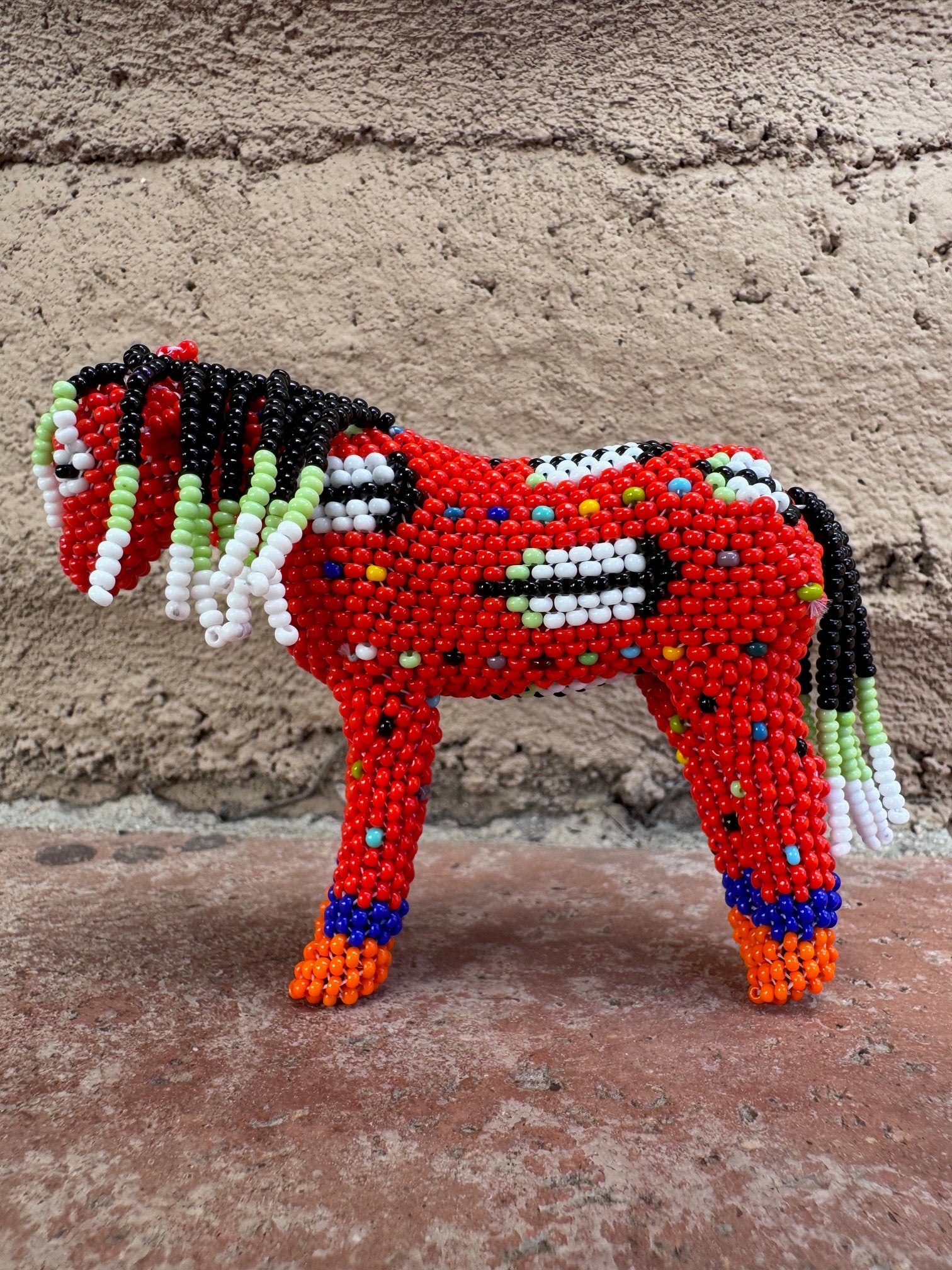 Handmade Peyote Stitched Horse Figurine-Red 6